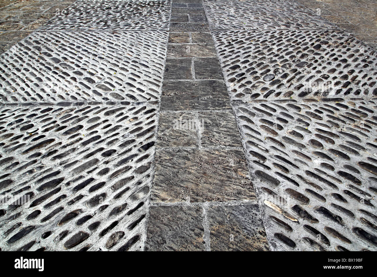 Mosaïque des rolling stones en marbre du sol médiéval Espagne Aragon Banque D'Images