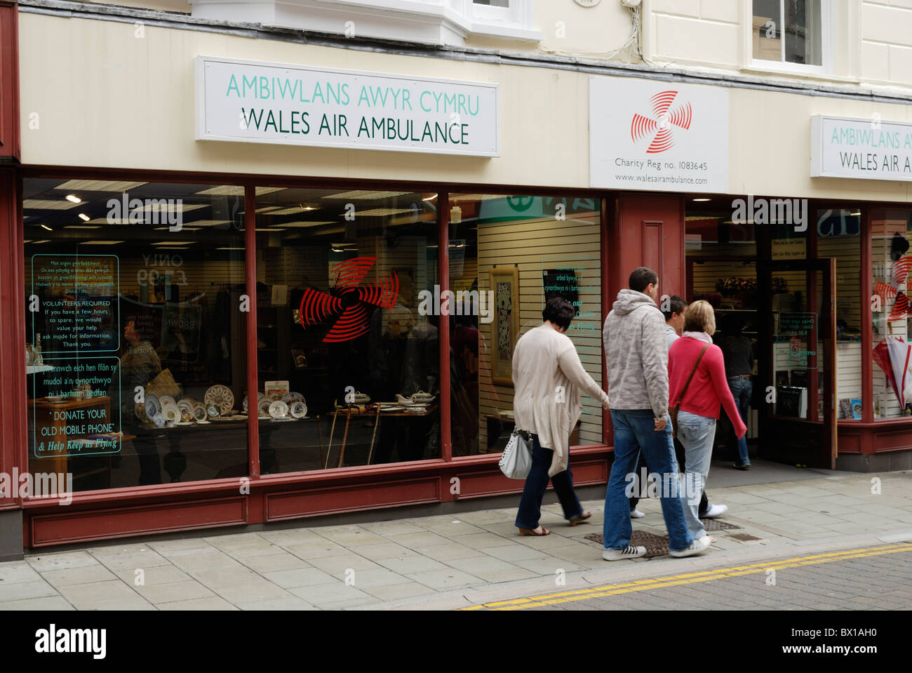 Welsh Air Ambulance la charité, l'épargne, la collecte de fonds boutique, Aberystwyth, Pays de Galles. Banque D'Images