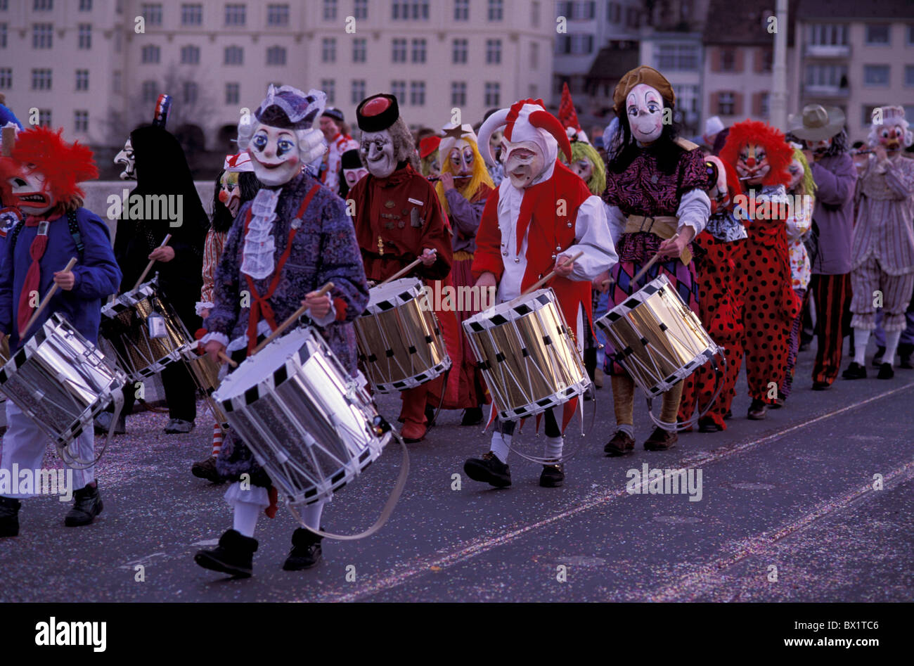 Bâle-Ville carnaval Masques costumes folklore matin farce déplacer la musique modèle ne libération Réinstallation de Bâle S Banque D'Images