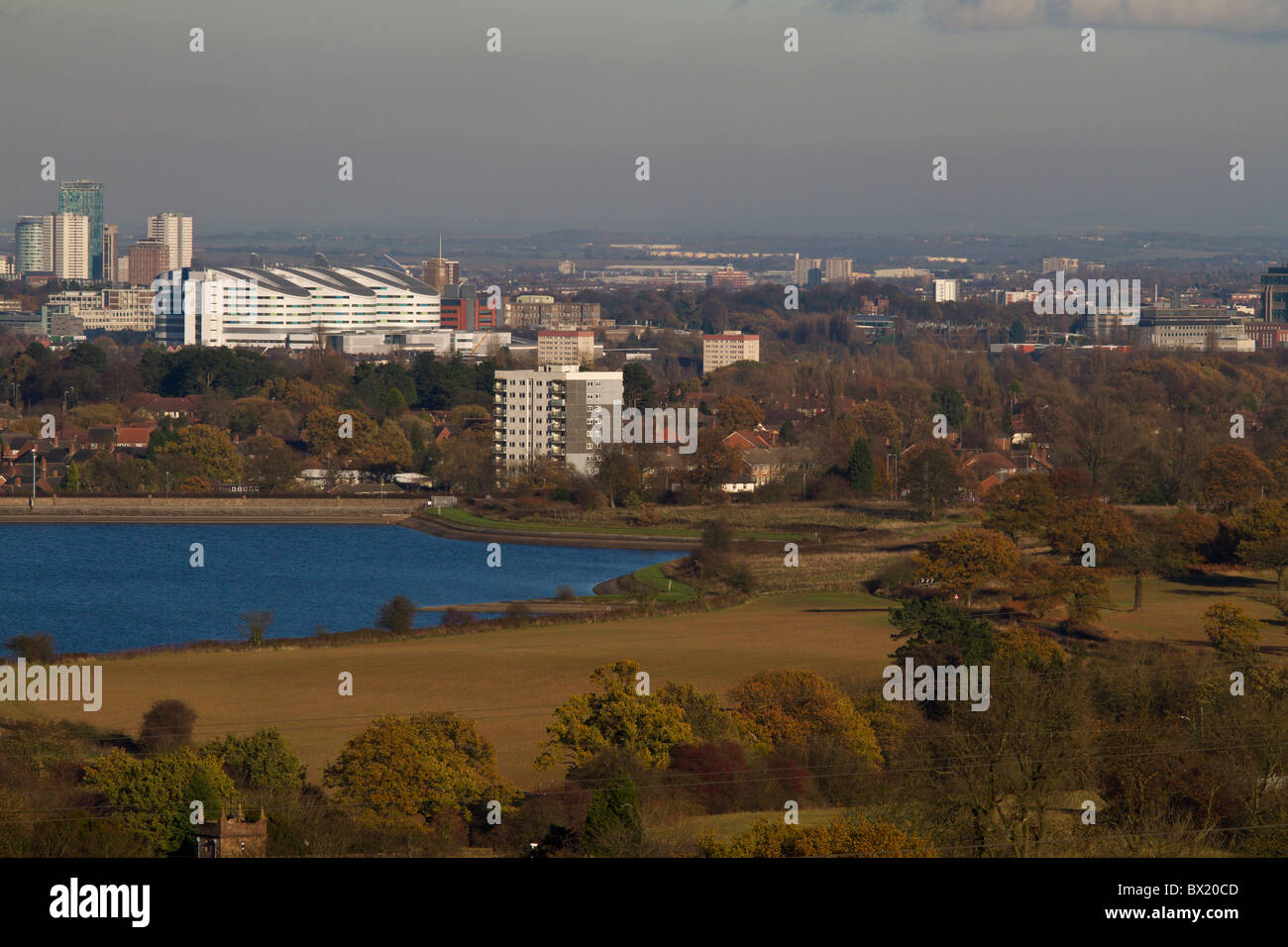 La ville de Birmingham, vus de Frankley, Birmingham, West Midlands, England, UK, Queen Elizabeth Hospital. Banque D'Images