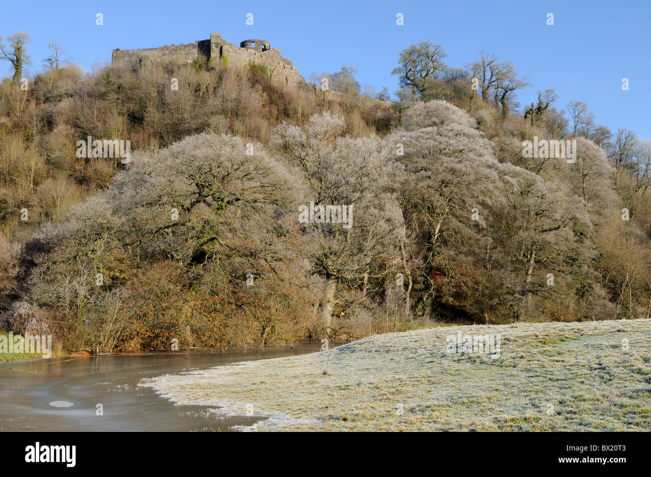 Dinefwr Castle Tywi Valley llandeilo Carmarthenshire sur un matin glacial Décembre Wales Cymru UK GO Banque D'Images