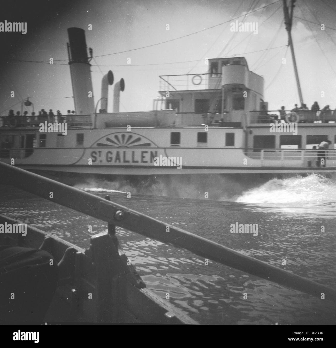 Lac noir et blanc nostalgie historique bateau à aubes bateau à vapeur Bateau voyage Saint Gallen Suisse Banque D'Images