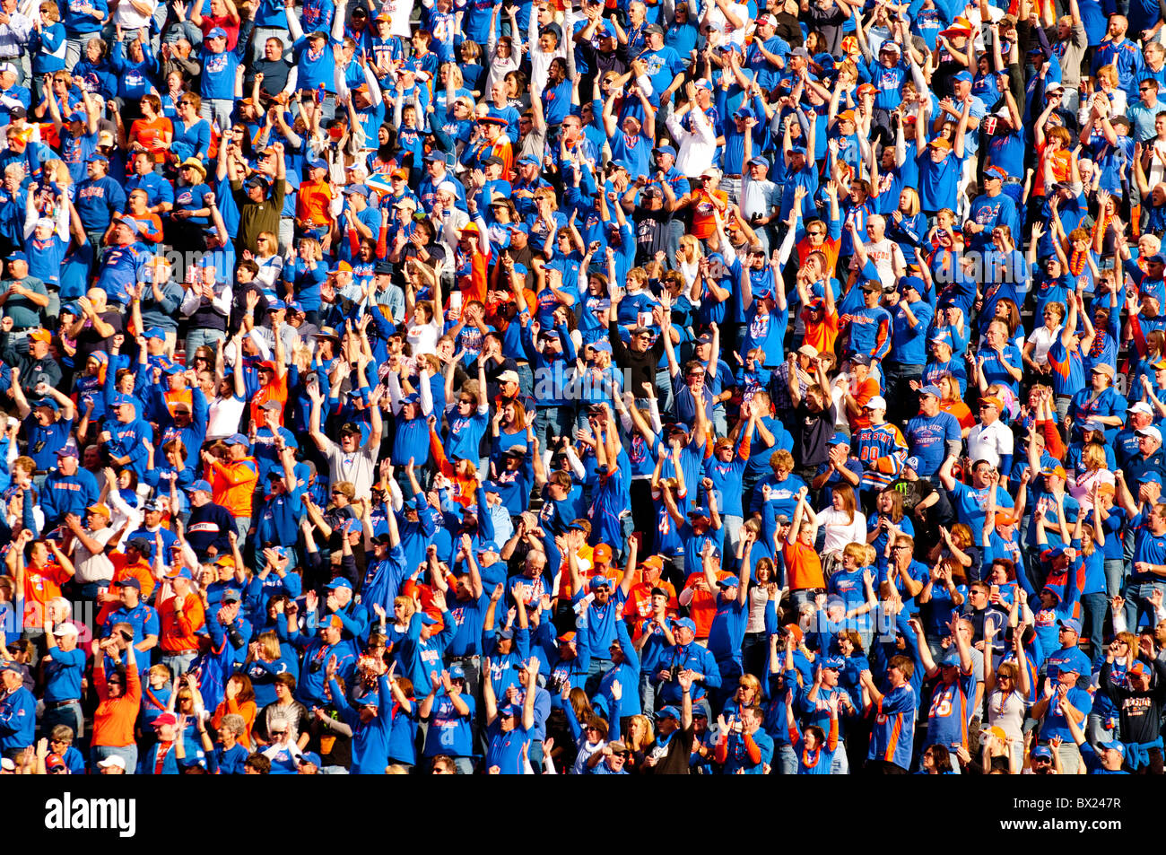 USA, Ohio, Boise, Fans acclamant la Boise State University de l'équipe de football au cours de jeu. Banque D'Images
