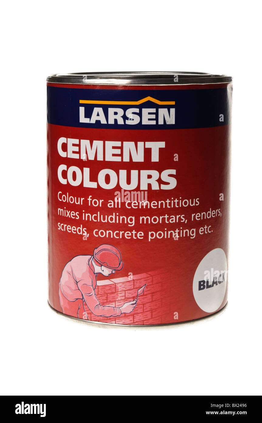 Boîte de couleurs pour ciment Larsen mélanges cimentaires y compris des mortiers, béton, chape, rend pointant etc. noir. Banque D'Images