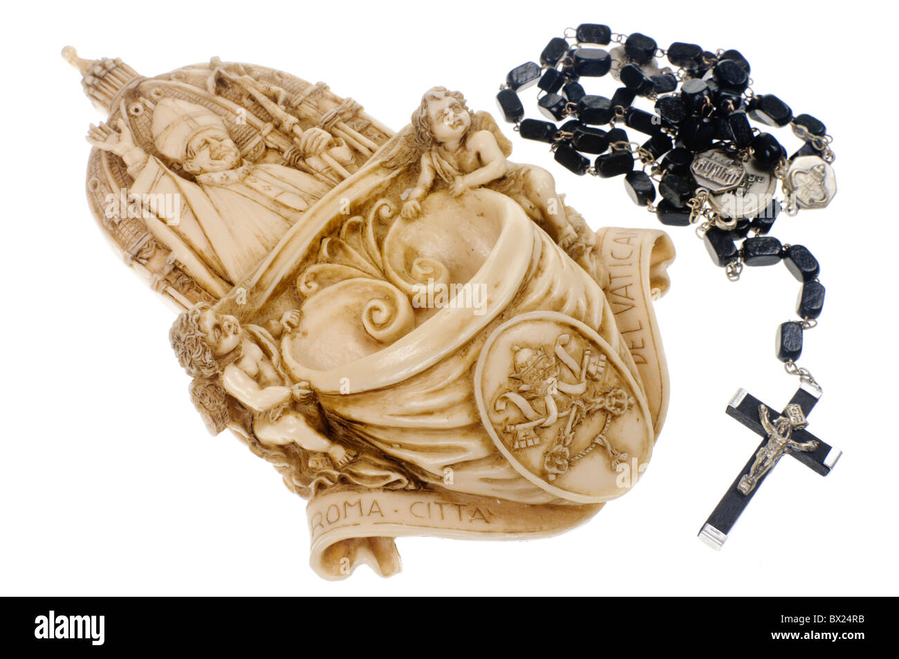L'eau bénite et d'un ensemble de polices Rosary Banque D'Images