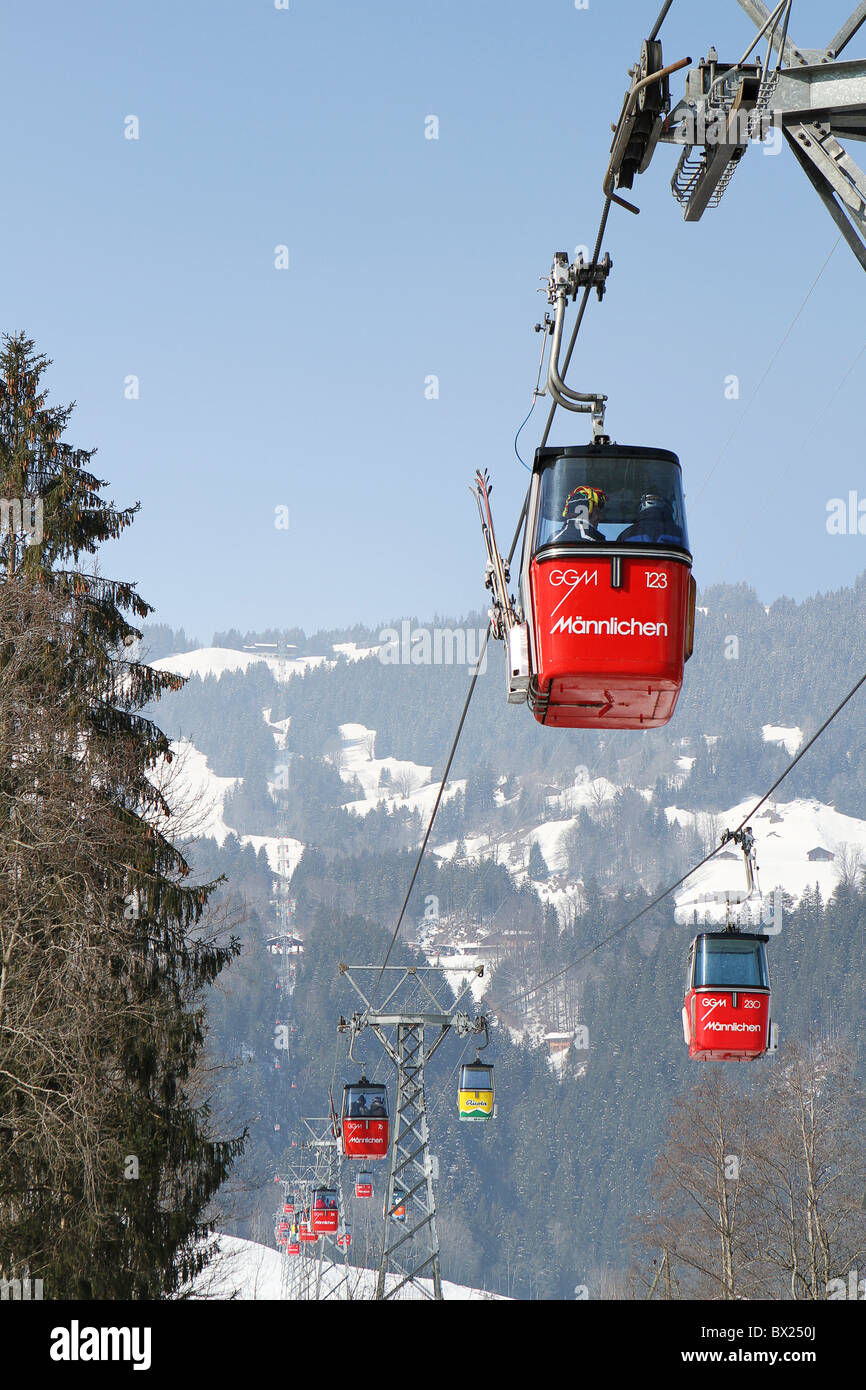 Télésiège de ski de Grindlewald à Mont Männlichen, Suisse Banque D'Images