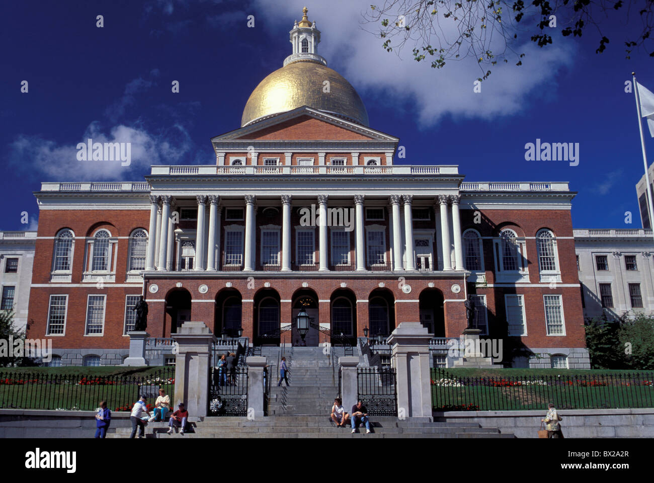 America Boston Massachusetts State House United States North America USA twilight Banque D'Images