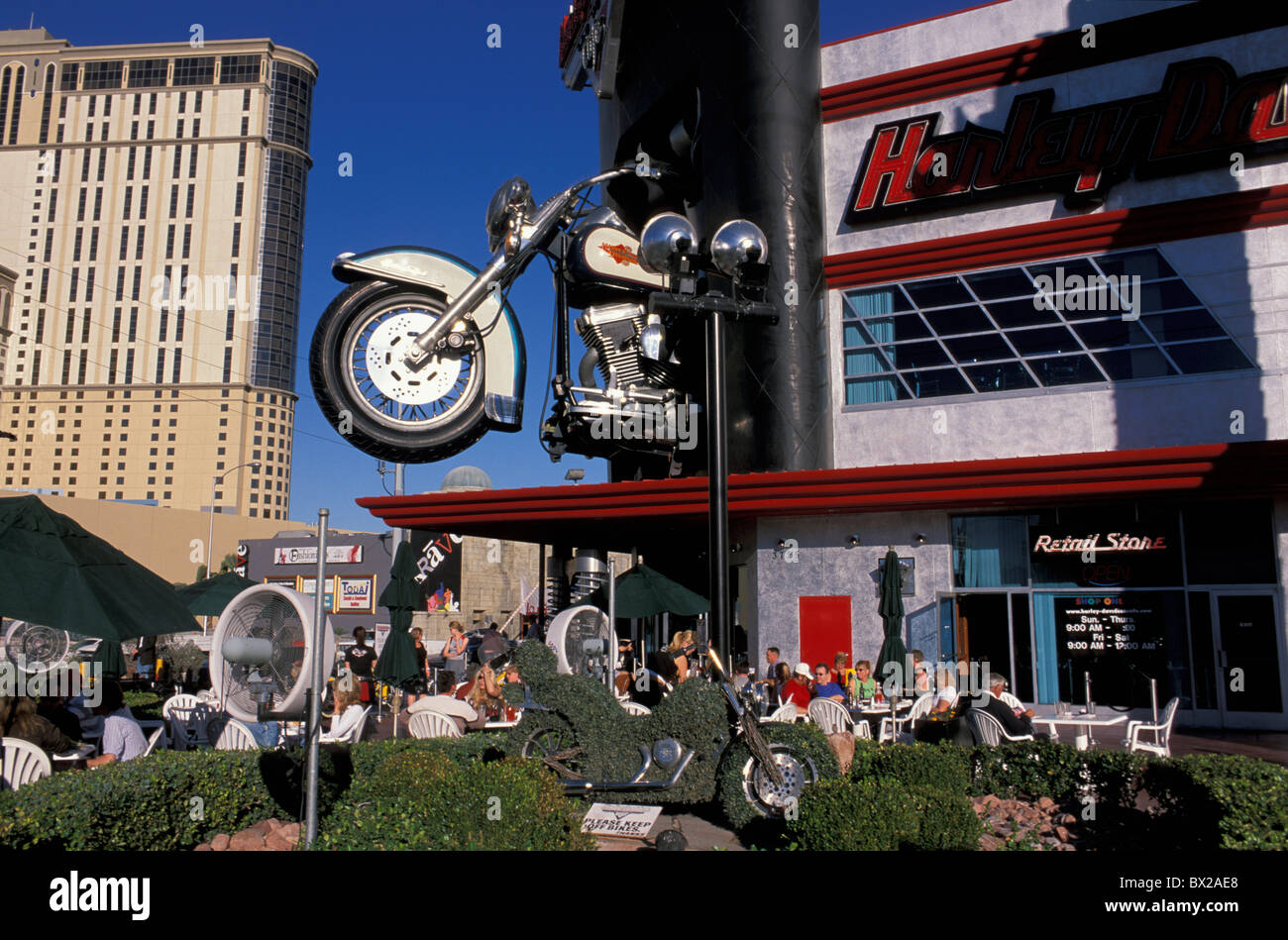 Harley Davidson moto Moto street cafe cafe Strip Las Vegas NEVADA USA United States America Banque D'Images