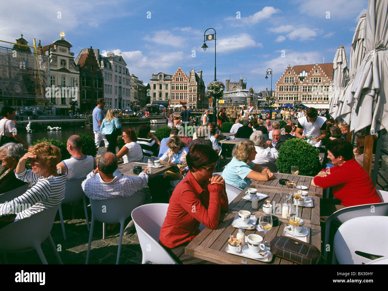 Restaurant Belga Queen Graslei No 10 à Gand, Flandre orientale, Belgique Banque D'Images
