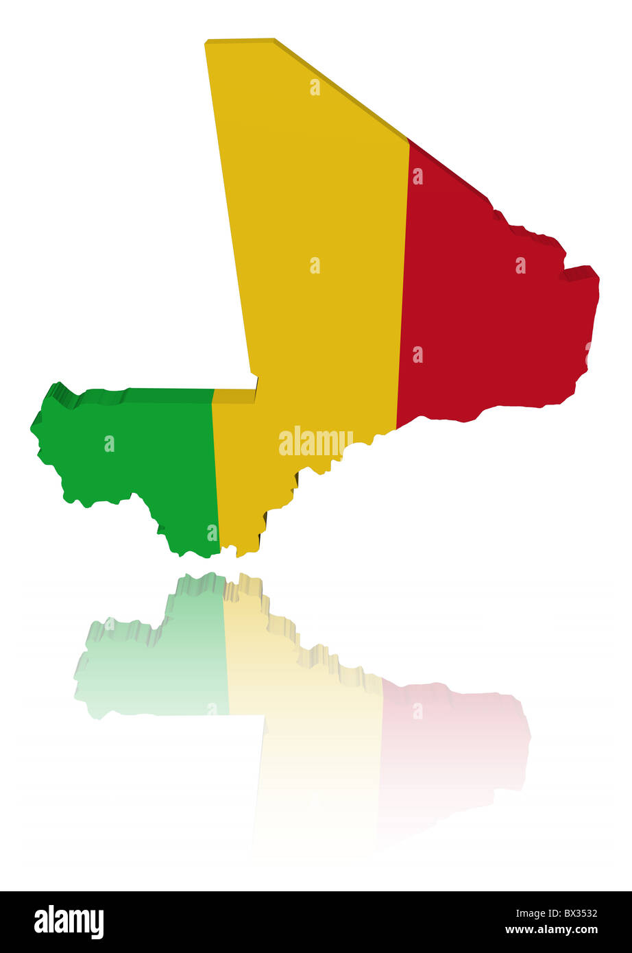 Mali carte drapeau réflexion avec rendu 3d illustration Banque D'Images