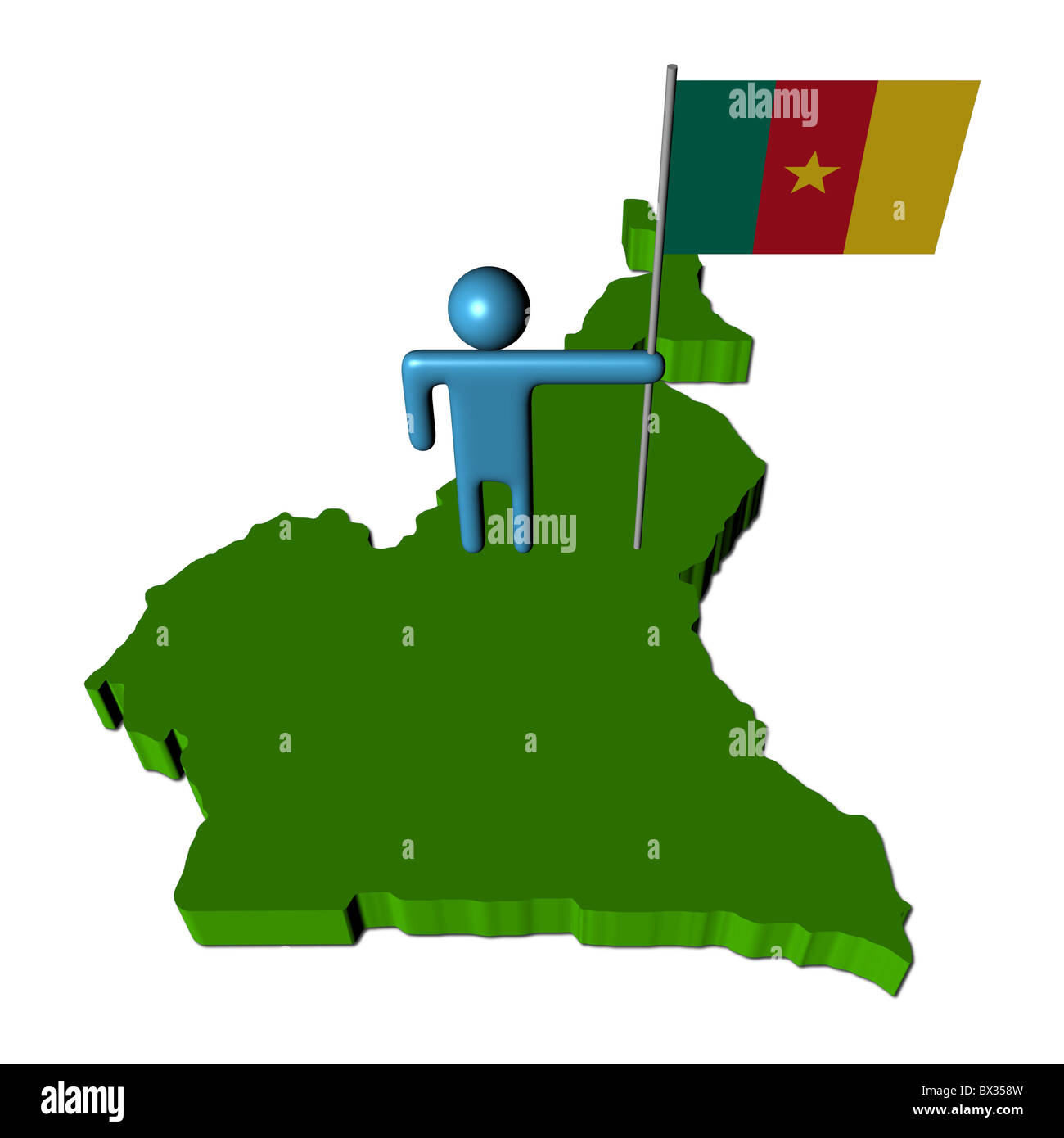 Personne abstraite avec drapeau sur le Cameroun site illustration Banque D'Images