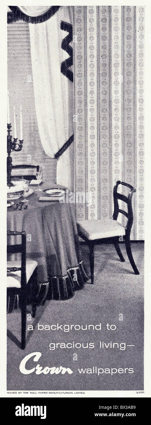 Fonds d'écran Crown publicité en noir et blanc dans le magazine vers 1958 Banque D'Images