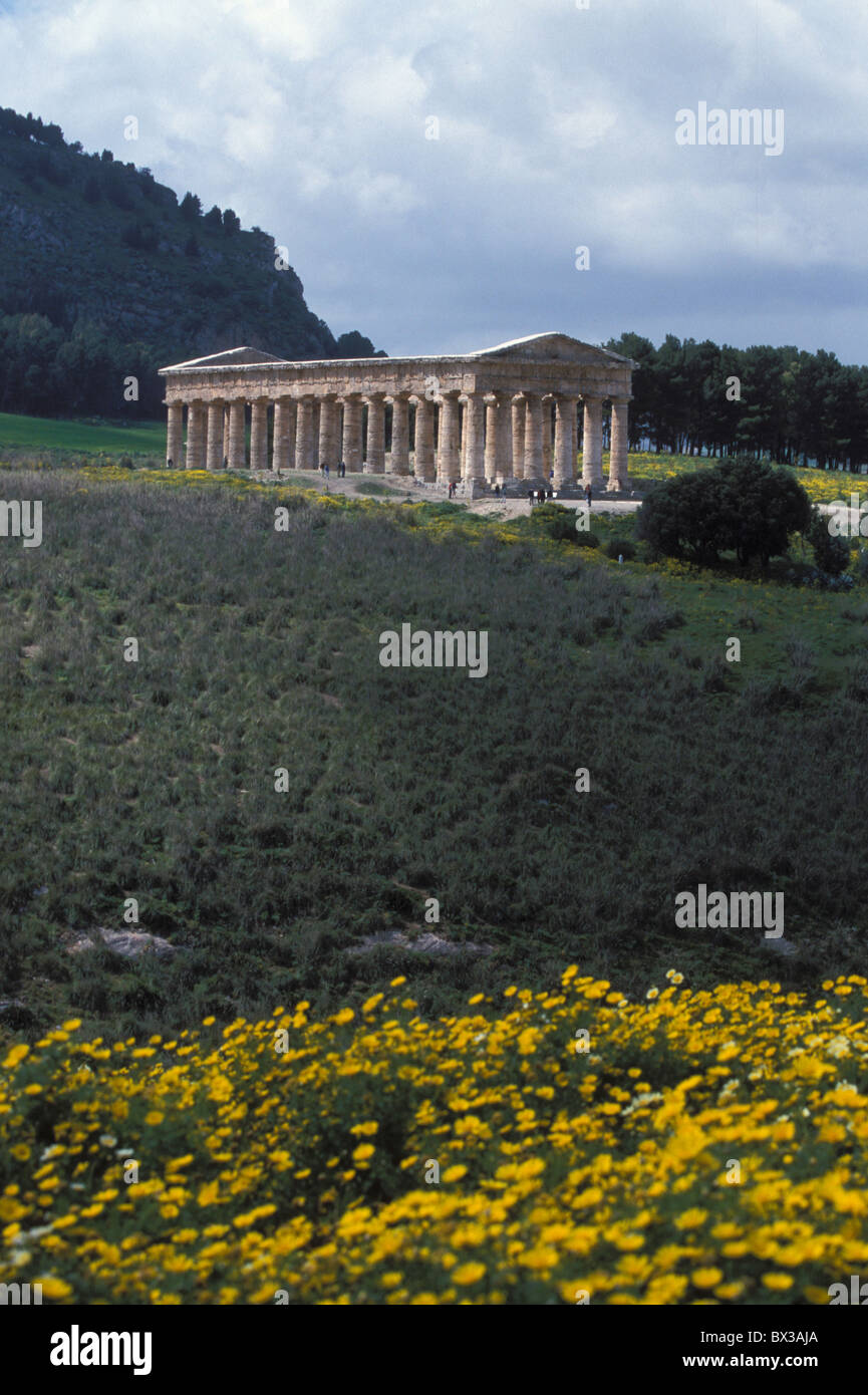 Temple grec de Ségeste histoire antique île de Sicile Italie Europe Banque D'Images