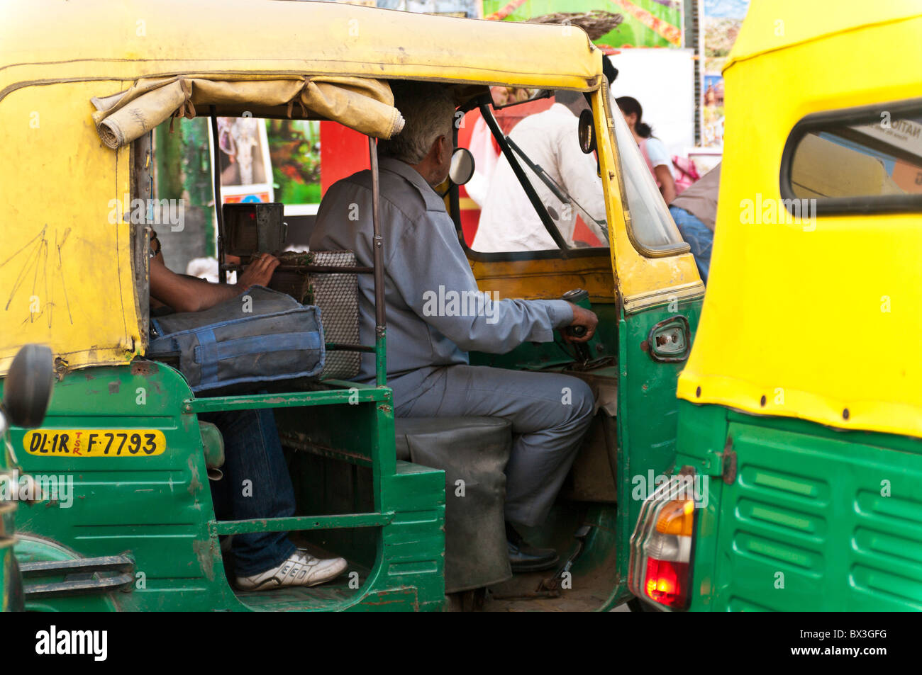 Transport à 3 roues, Delhi, Inde Banque D'Images