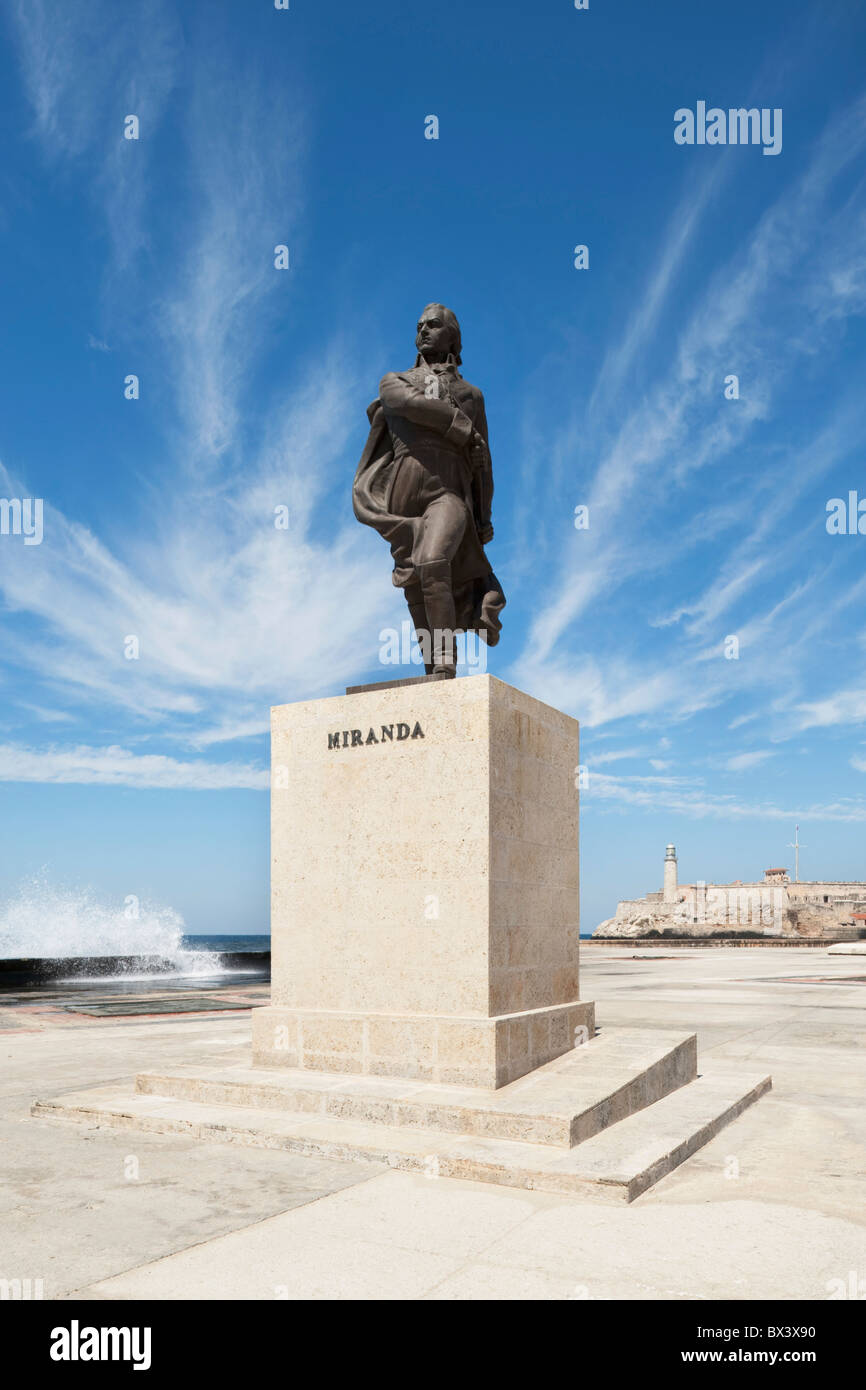 Statue du général Francisco de Miranda, à La Havane, Cuba Banque D'Images