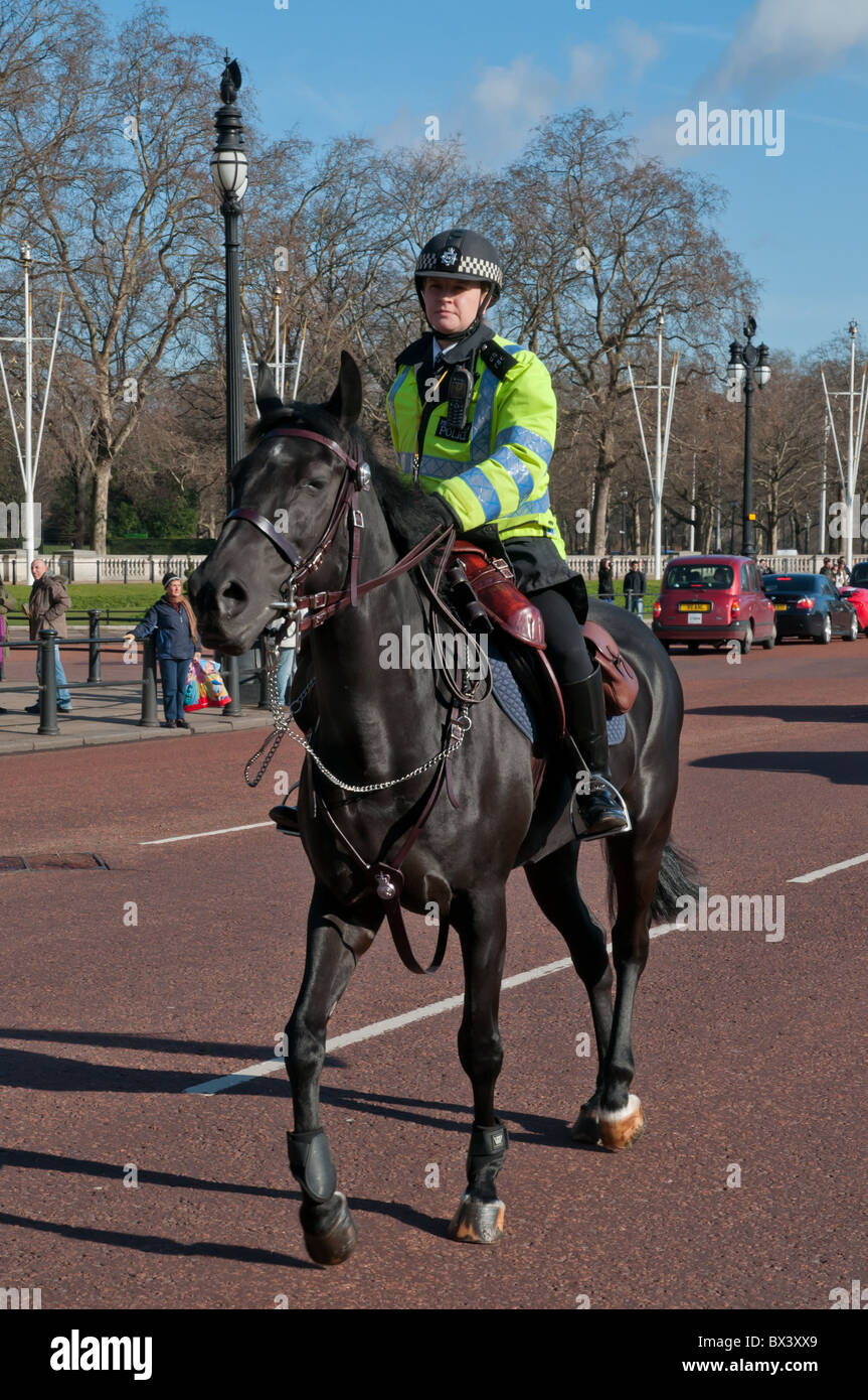 Une femme officier de la police montée, London, UK Banque D'Images