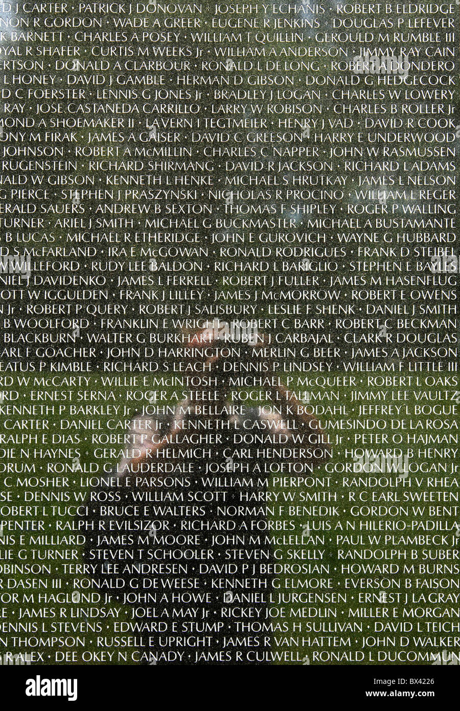 Afficher le panneau Nom de noms de service américain tombé les hommes de la guerre du Vietnam,Vietnam Veterans Memorial Wall,Washington, D.C., USA Banque D'Images