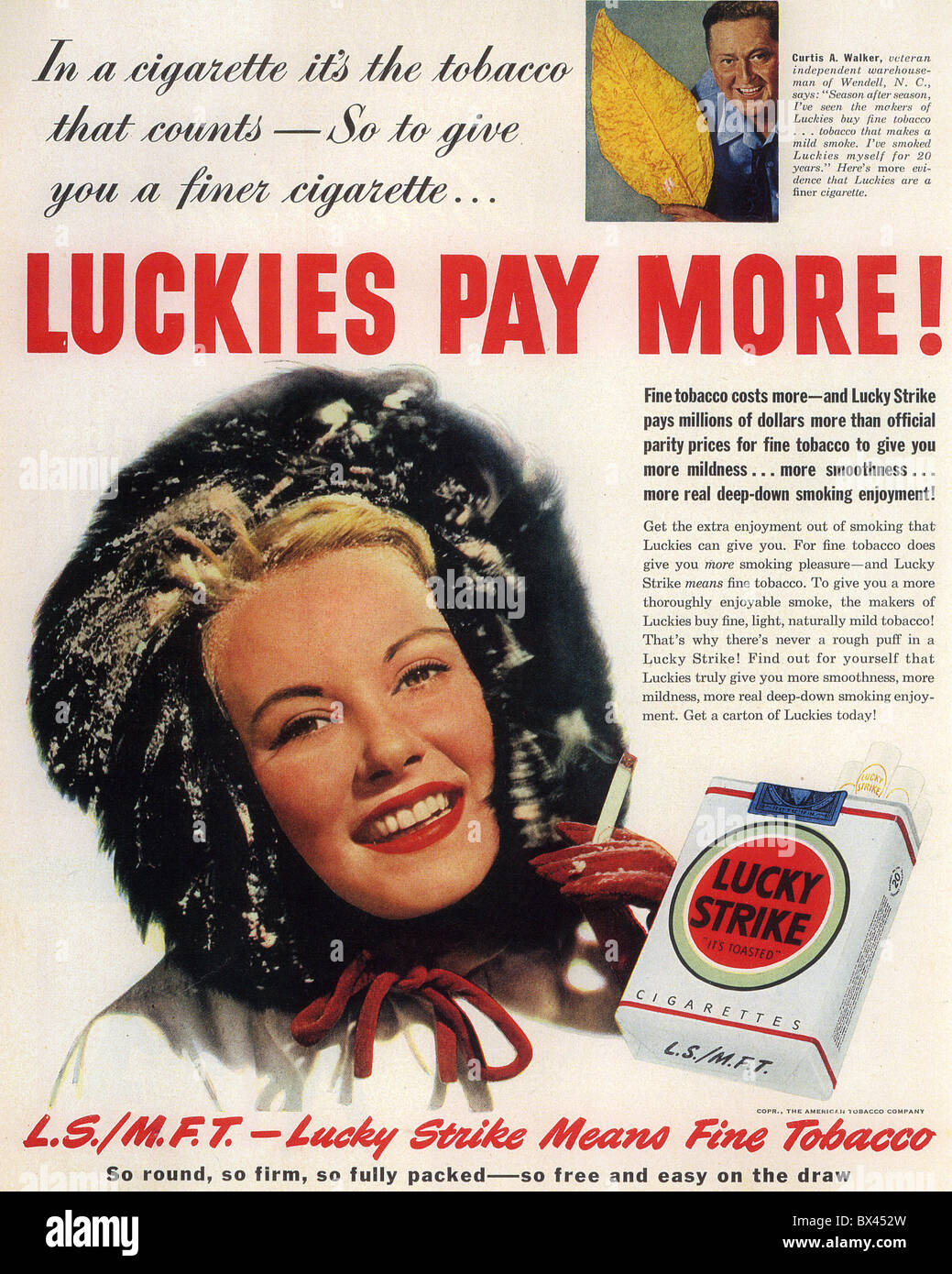 1950 Annonce de Lucky Strike Banque D'Images