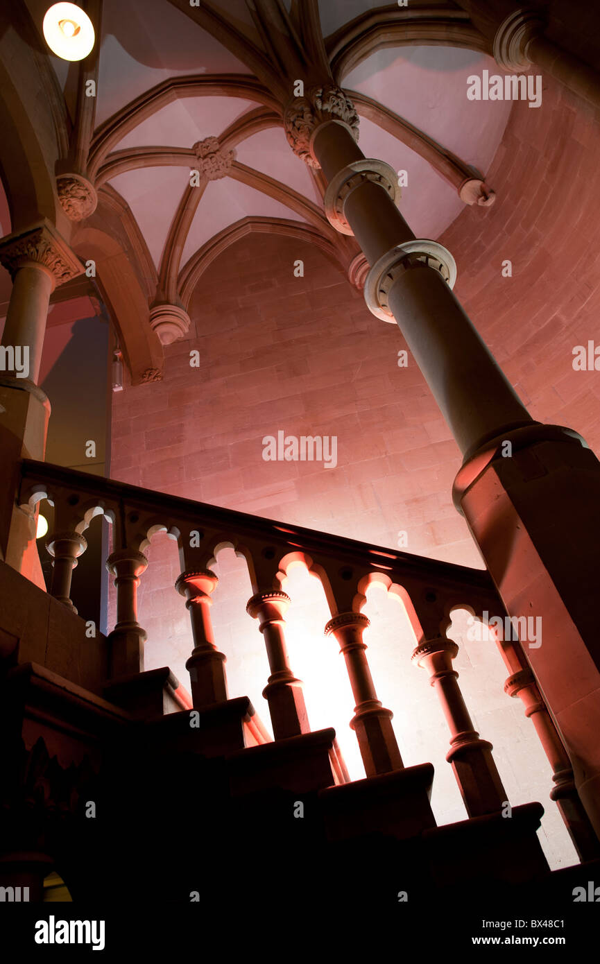L'architecture gothique victorienne - Intérieur, de l'ancien collège de l'Université d'Aberystwyth Wales UK Banque D'Images