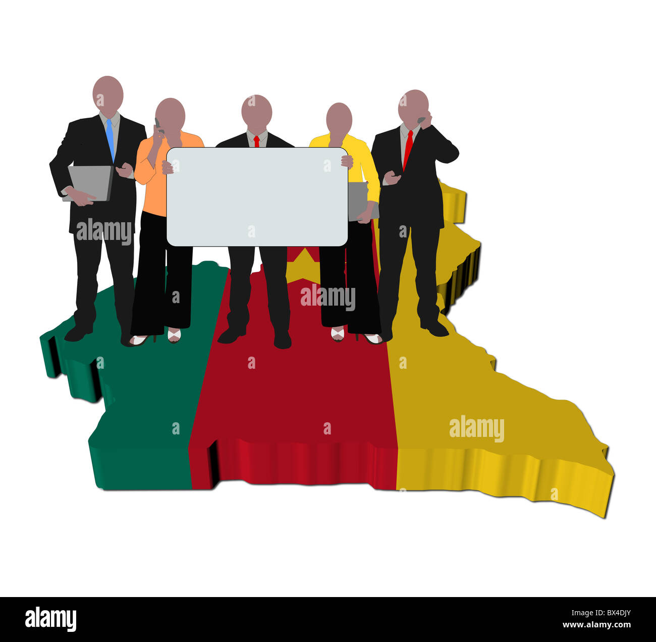 L'équipe d'affaires avec signe sur le Cameroun carte drapeau illustration Banque D'Images