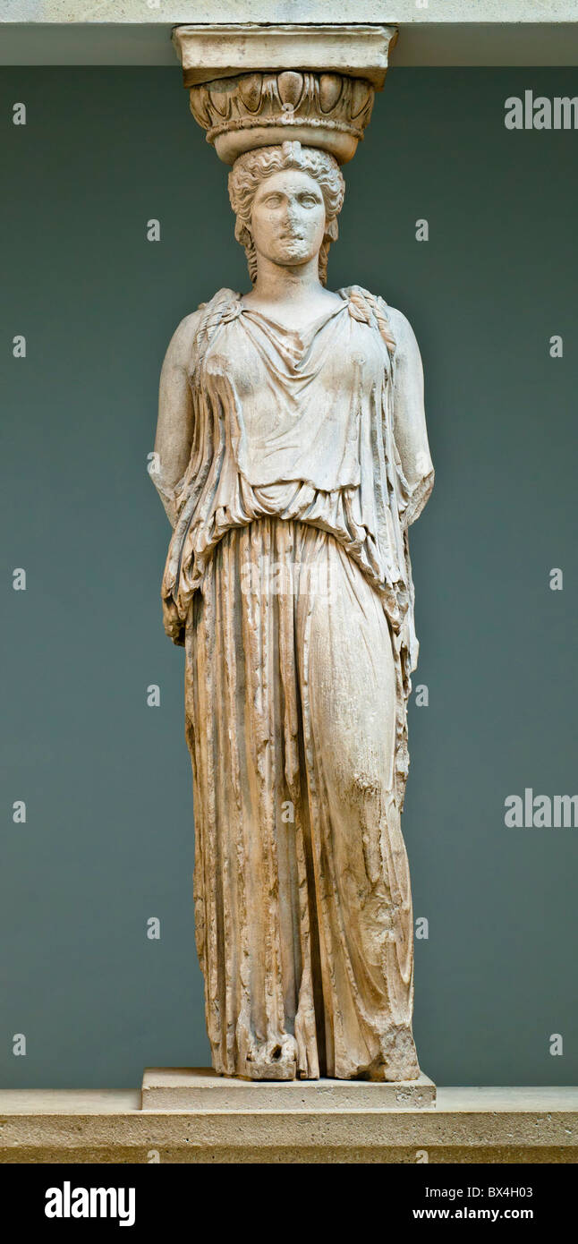 Une cariatide original de l'Erechtheion d'Athènes, aujourd'hui exposées au British Museum, Londres. Ca. 420 BC. Banque D'Images