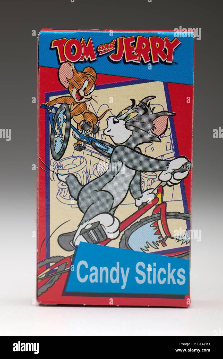 Petite boîte contenant des bâtonnets de Candy Tom et Jerry Banque D'Images