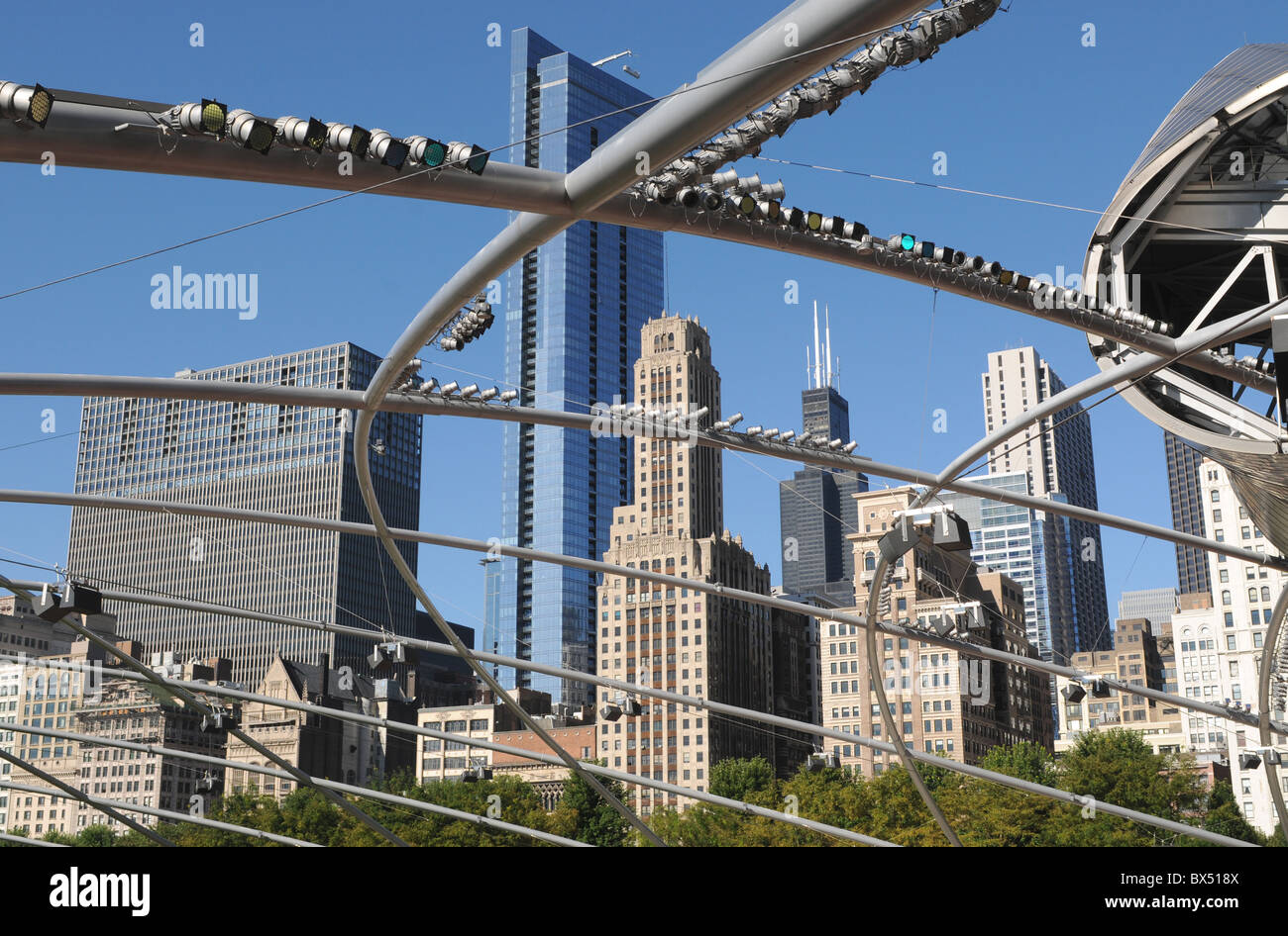 Une représentation cubiste de l'horizon de Chicago Banque D'Images