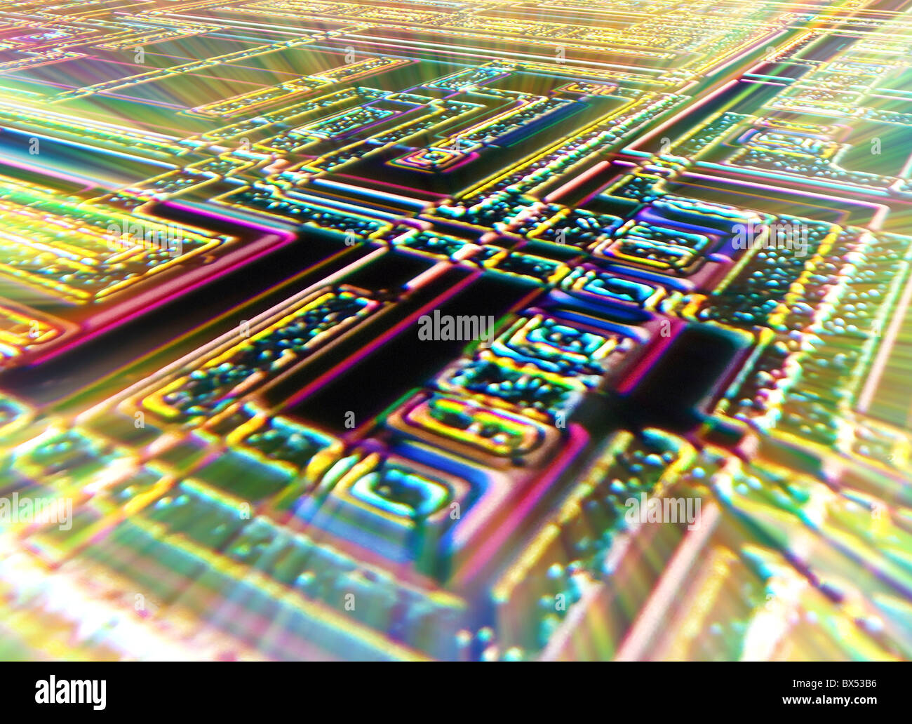 Microchip, microphotographie lumière Banque D'Images