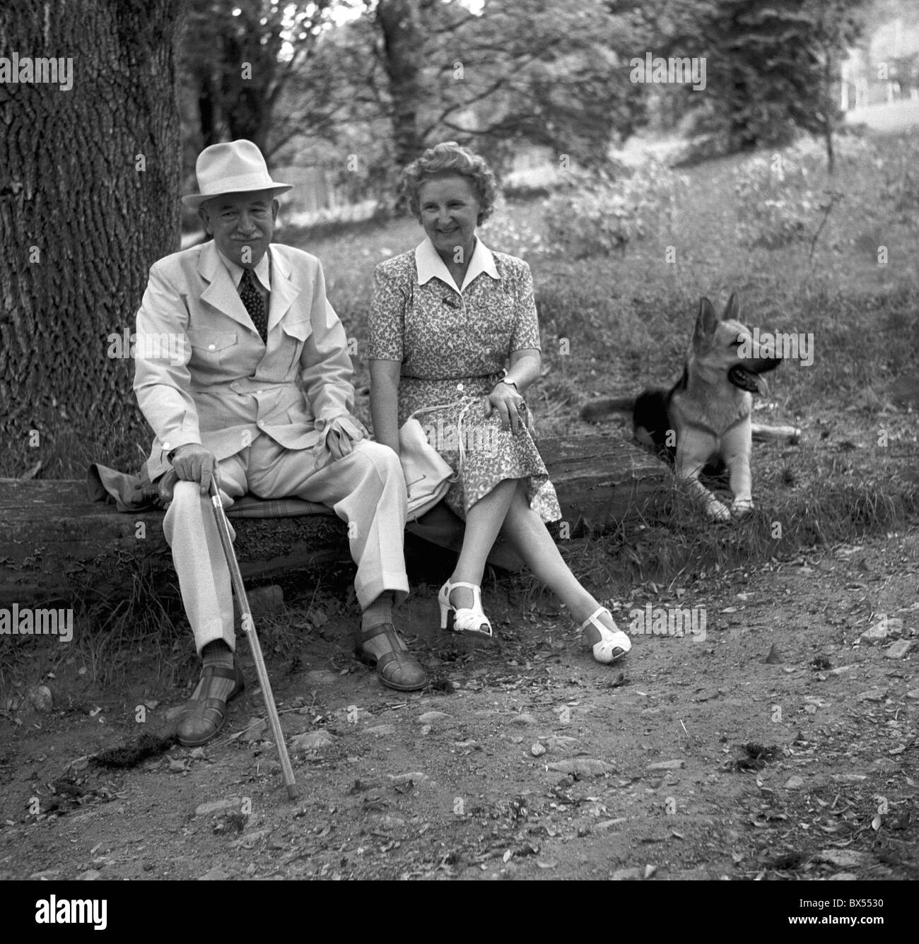 Le président Benes avec femme Hana Banque D'Images