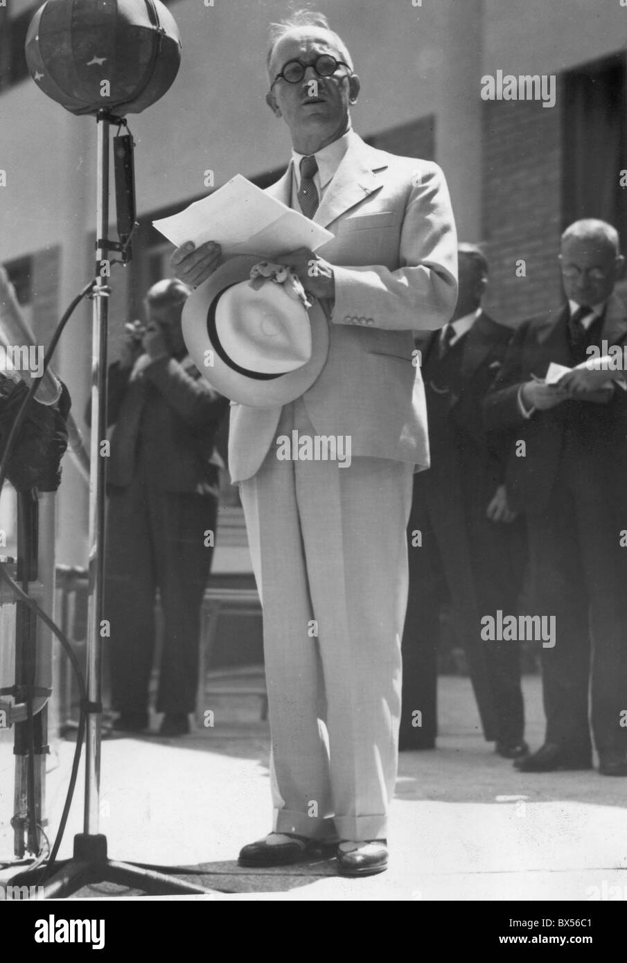 La Tchécoslovaquie 1936, homme politique tchèque, homme d'État et président Edvard Benes à Zlin. Banque D'Images