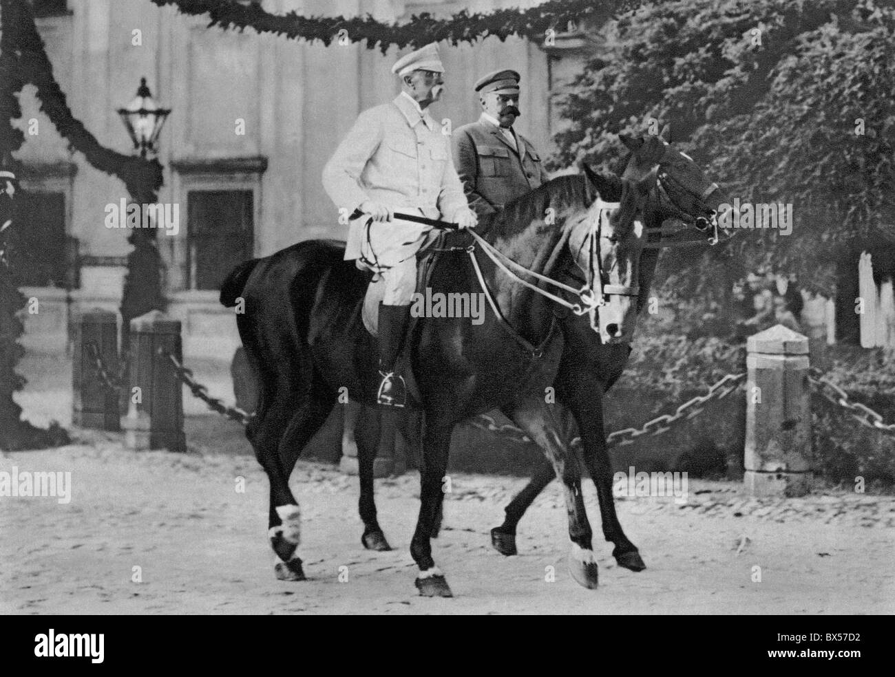 Tomas Garrigue Masaryk, à cheval, balades en Kromeriz Frantisek Udrzal. Banque D'Images