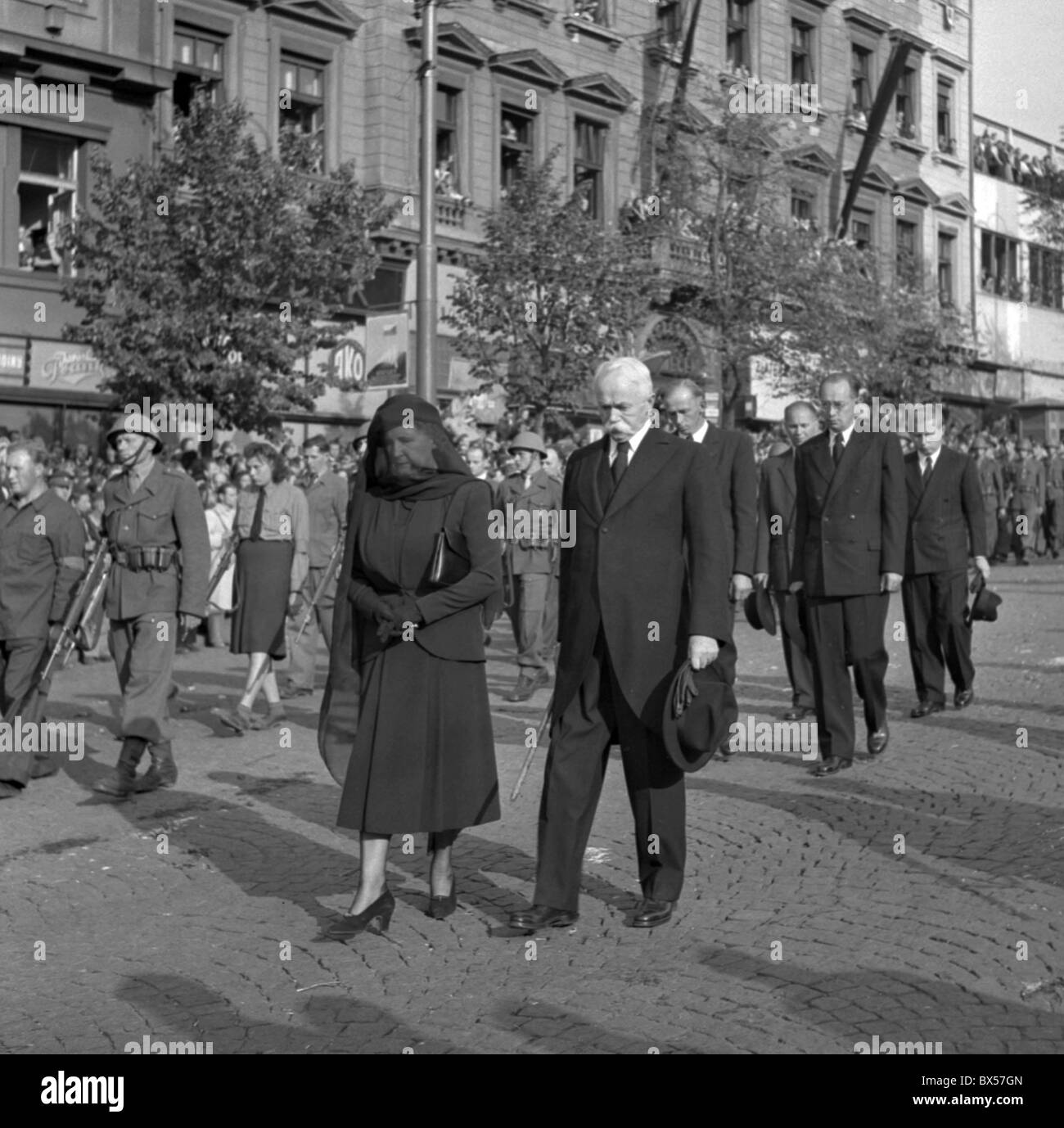 Prague 8 septembre 1948. Funérailles nationales du président tchécoslovaque Edvard Benes. CTK Photo Vintage Banque D'Images