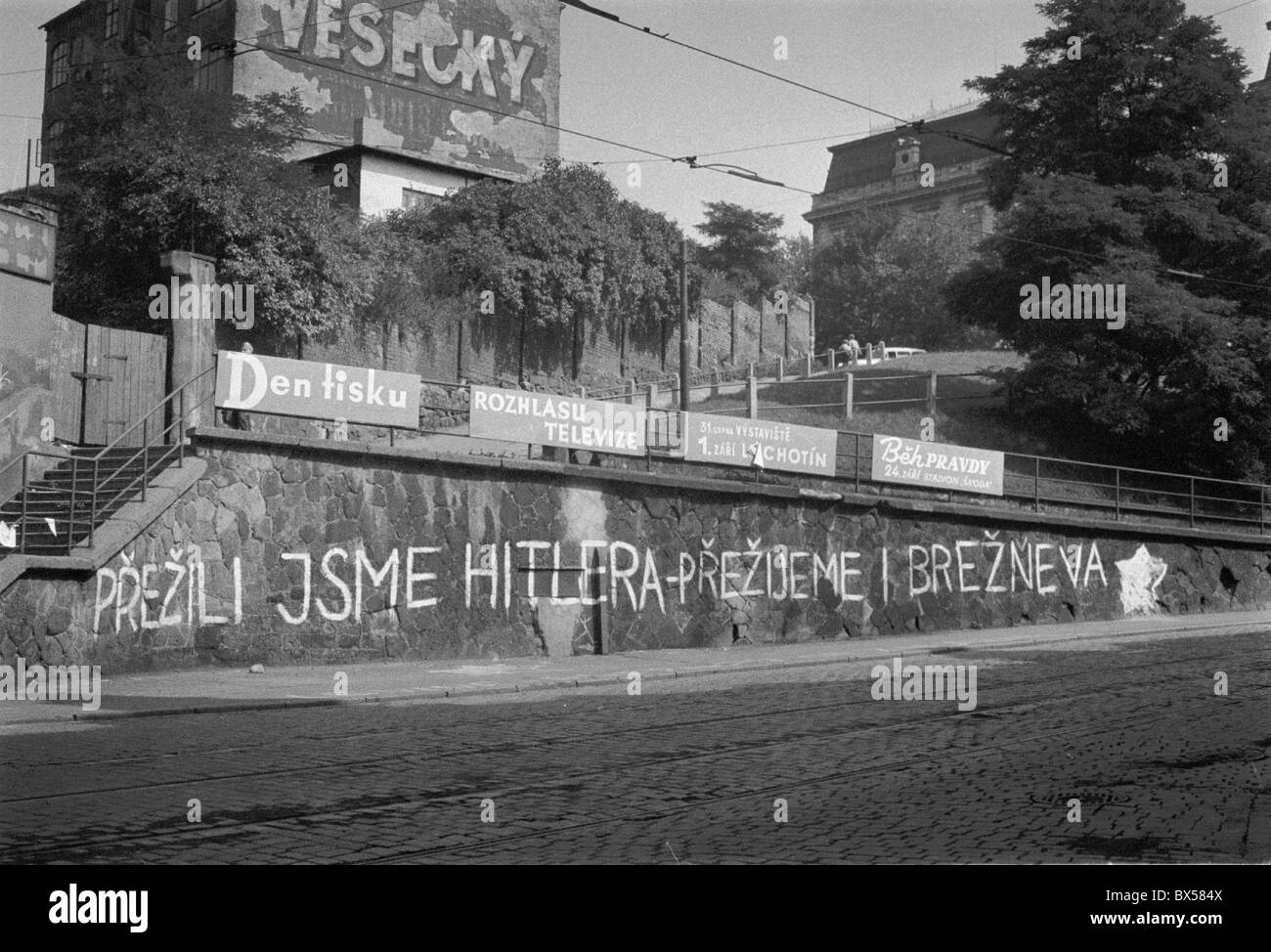 Grafitti, protestation, Plzen Banque D'Images