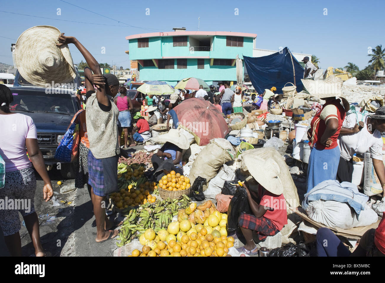 La rue du marché, Port-au-Prince, Haïti, Antilles, Caraïbes, Amérique Centrale Banque D'Images