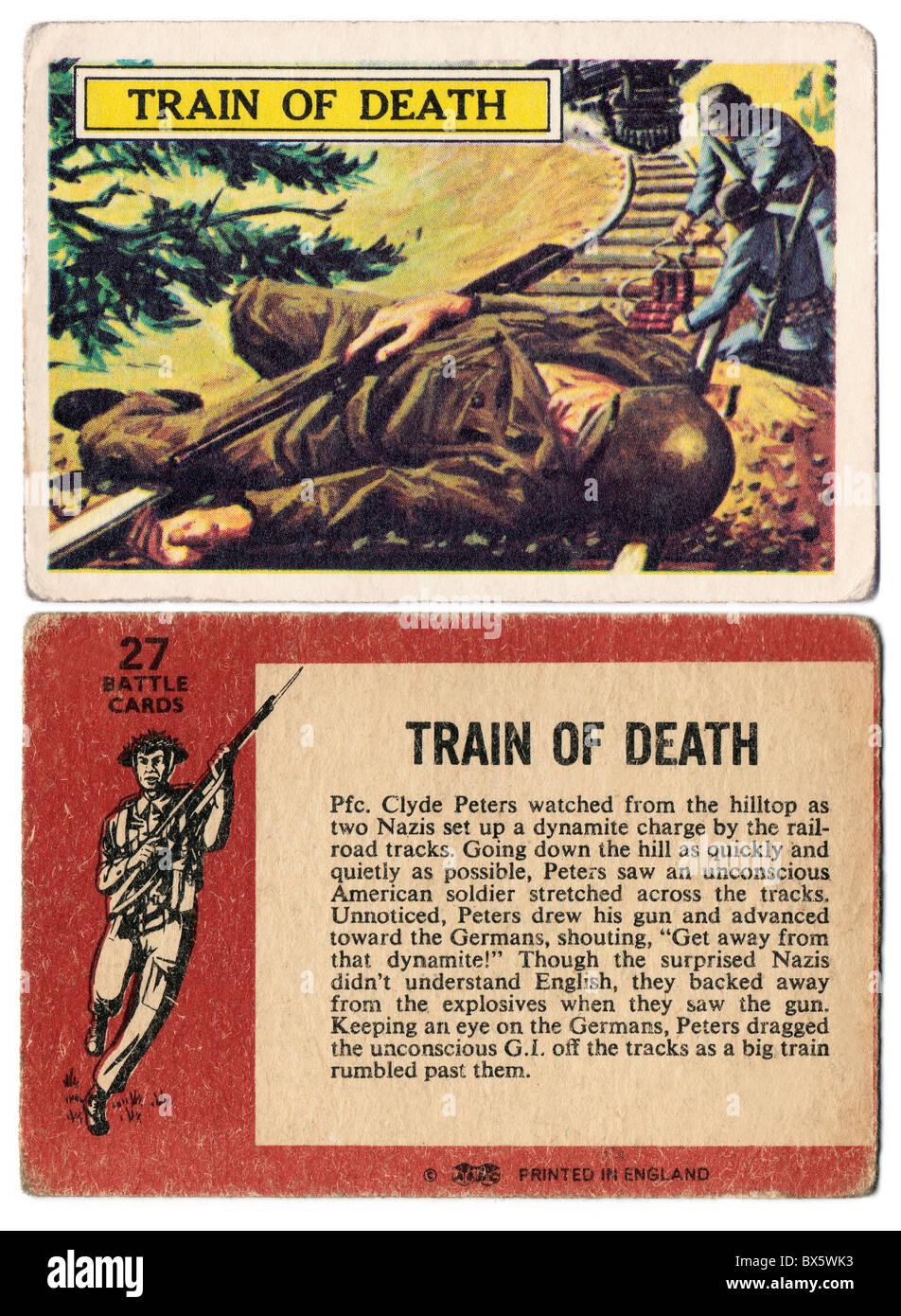 World War 2 Bataille de cartes produites en 1965 par A&BC créé par l'artiste Norman Saunders et donnés dans des paquets de gomme à bulles Banque D'Images