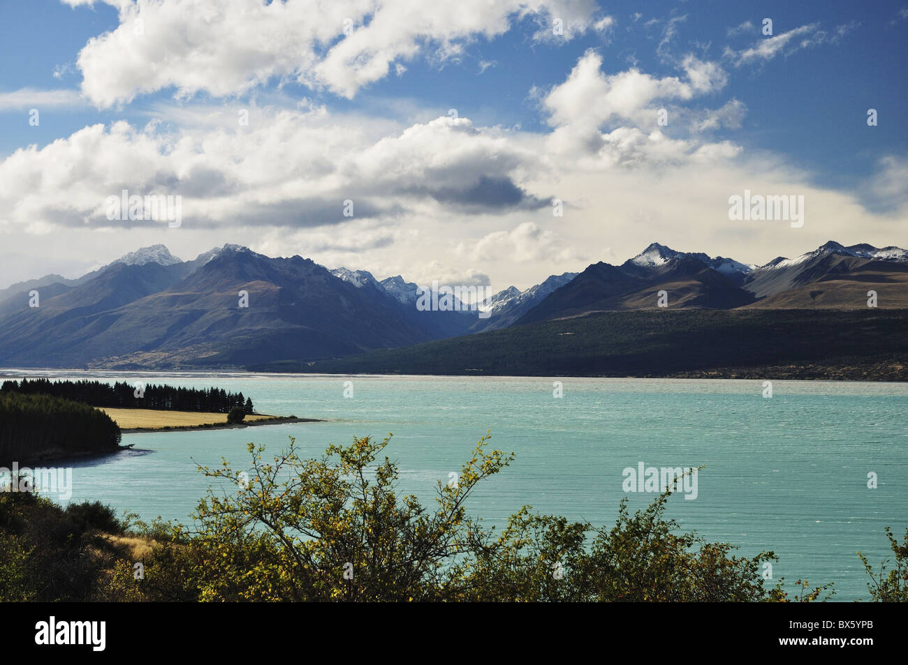 Le lac Pukaki et gamme Gammack avec Mont Stevenson, Canterbury, île du Sud, Nouvelle-Zélande, Pacifique Banque D'Images