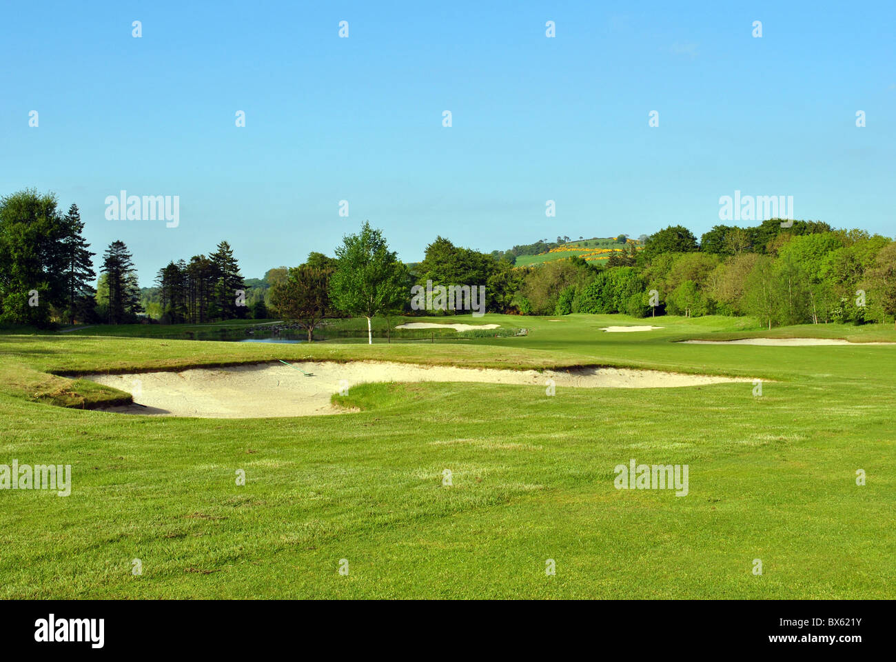 Grand bunker sur un terrain de golf en Irlande wicklow Banque D'Images