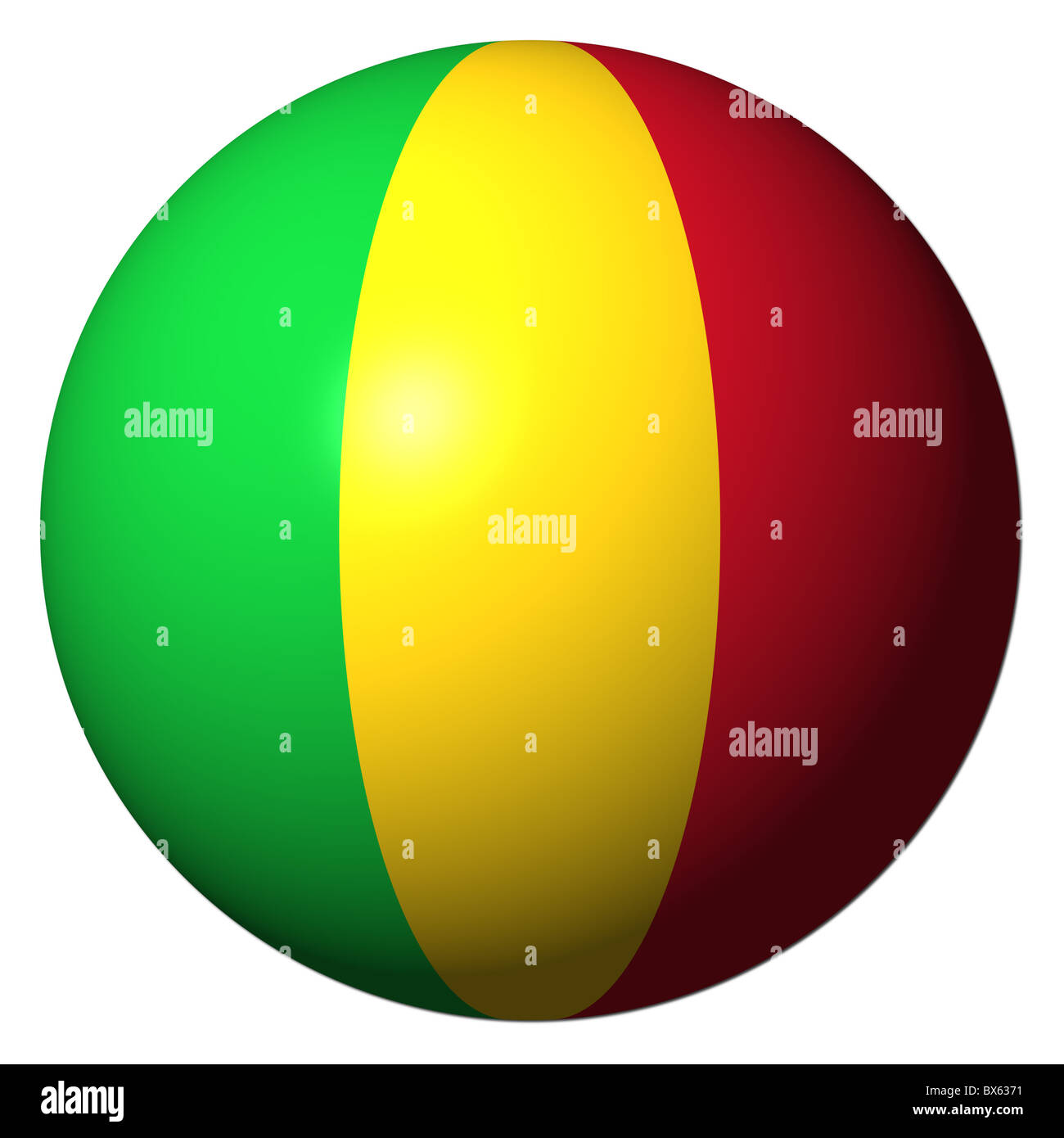 Drapeau Mali sphere isolated on white illustration Banque D'Images