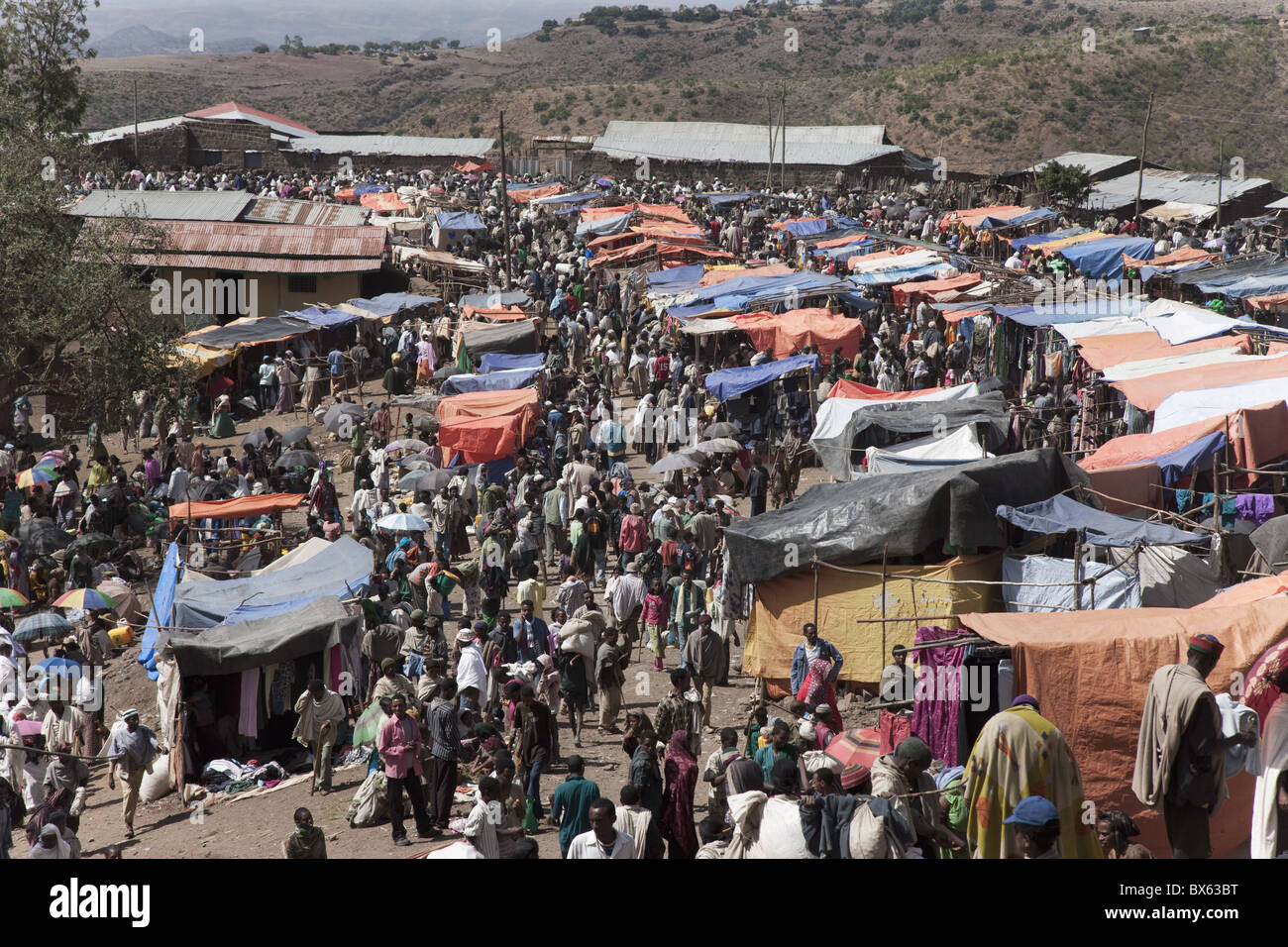 Le marché de Lalibela, région d'Amhara, Ethiopie, Afrique Banque D'Images