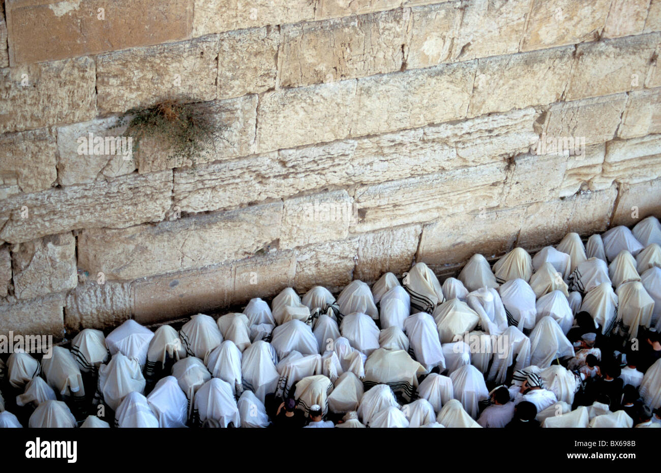 La cérémonie de bénédiction sacerdotale par le Mur occidental à Souccot, vieille ville, Jérusalem, Israël, Moyen Orient Banque D'Images