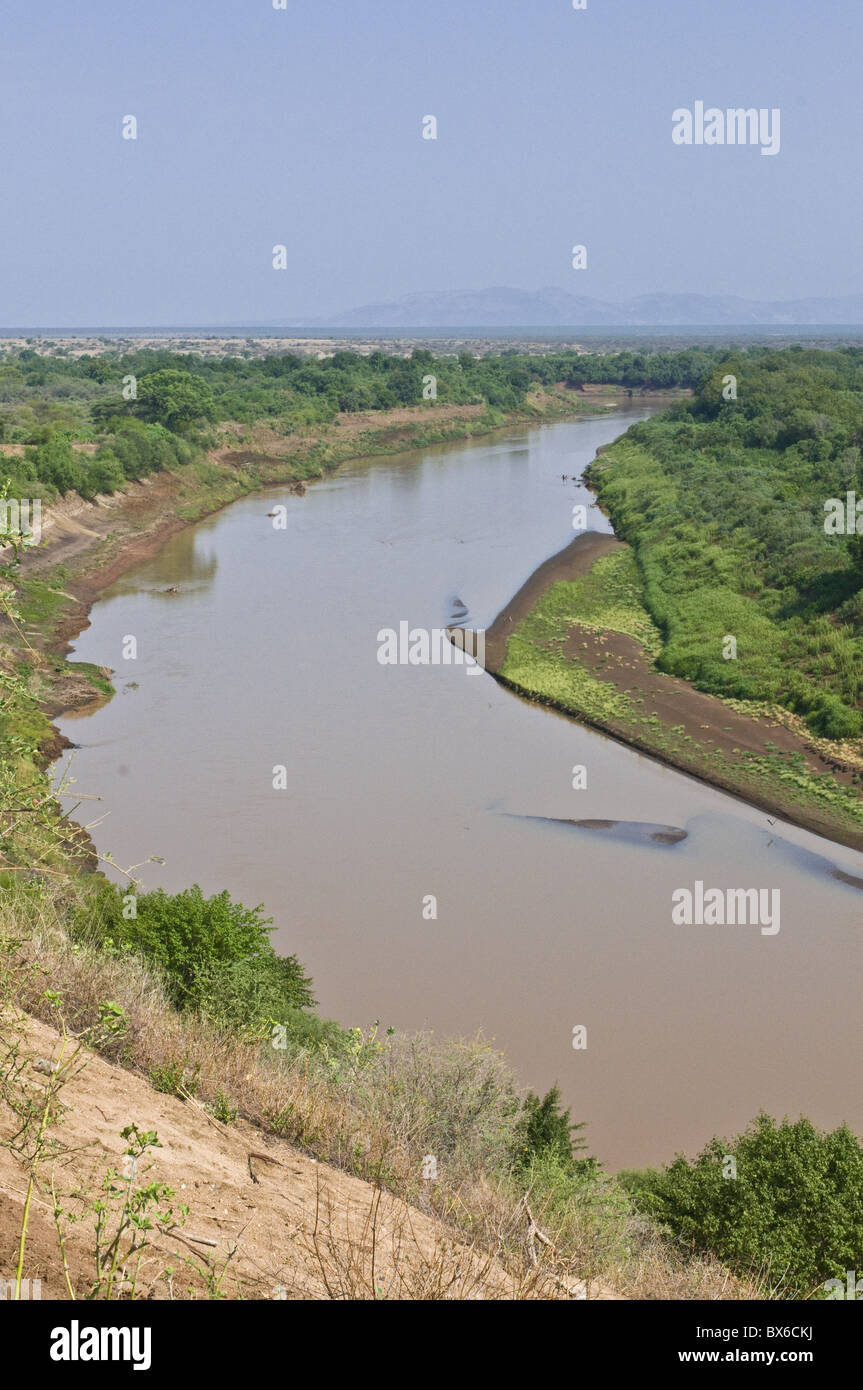 La rivière Omo, vallée de l'Omo, Ethiopie, Afrique Banque D'Images