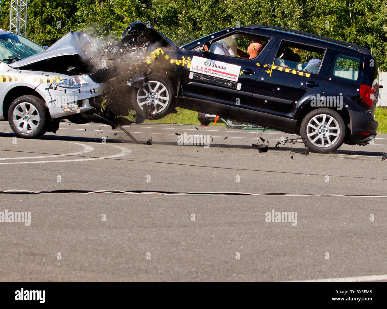 Crash test, Skoda Superb, Yeti, d'accident de la circulation Banque D'Images