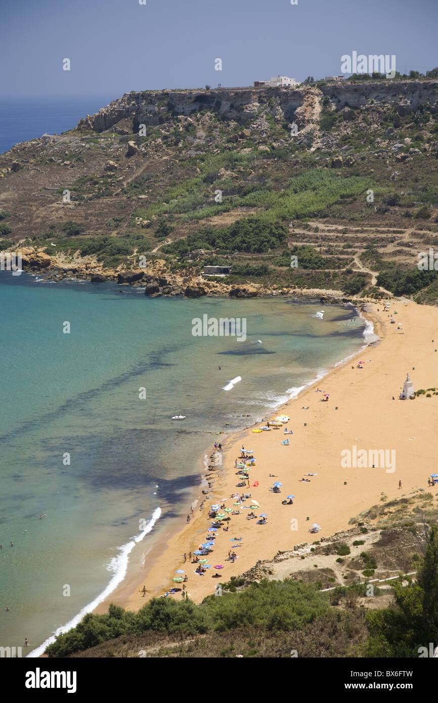 Plage de la baie de Ramla, sur l'île de Gozo, Malte, Méditerranée, Europe Banque D'Images
