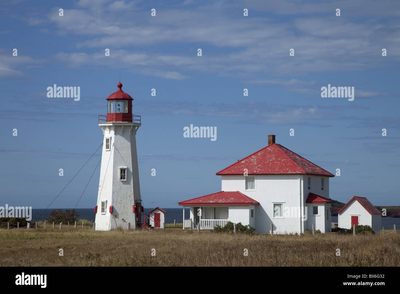 Un phare sur l'île de Havre-Aubert, Îles de la Madeleine (la Madeleine), Québec, Canada, Amérique du Nord Banque D'Images