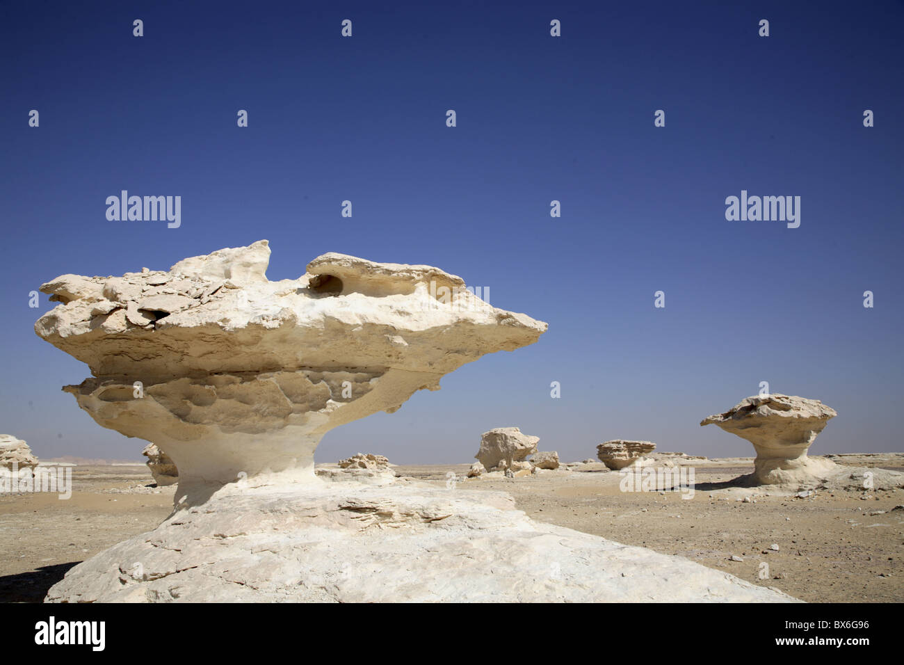 Des formations rocheuses érodées dans le désert blanc, Egypte, Afrique du Nord, Afrique Banque D'Images