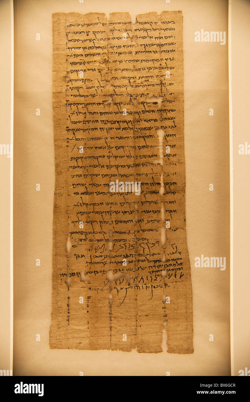 Bar Kokhba, original de Qumran 5/6 Vhe44, 134 CE, un acte avec 4 signatures Banque D'Images