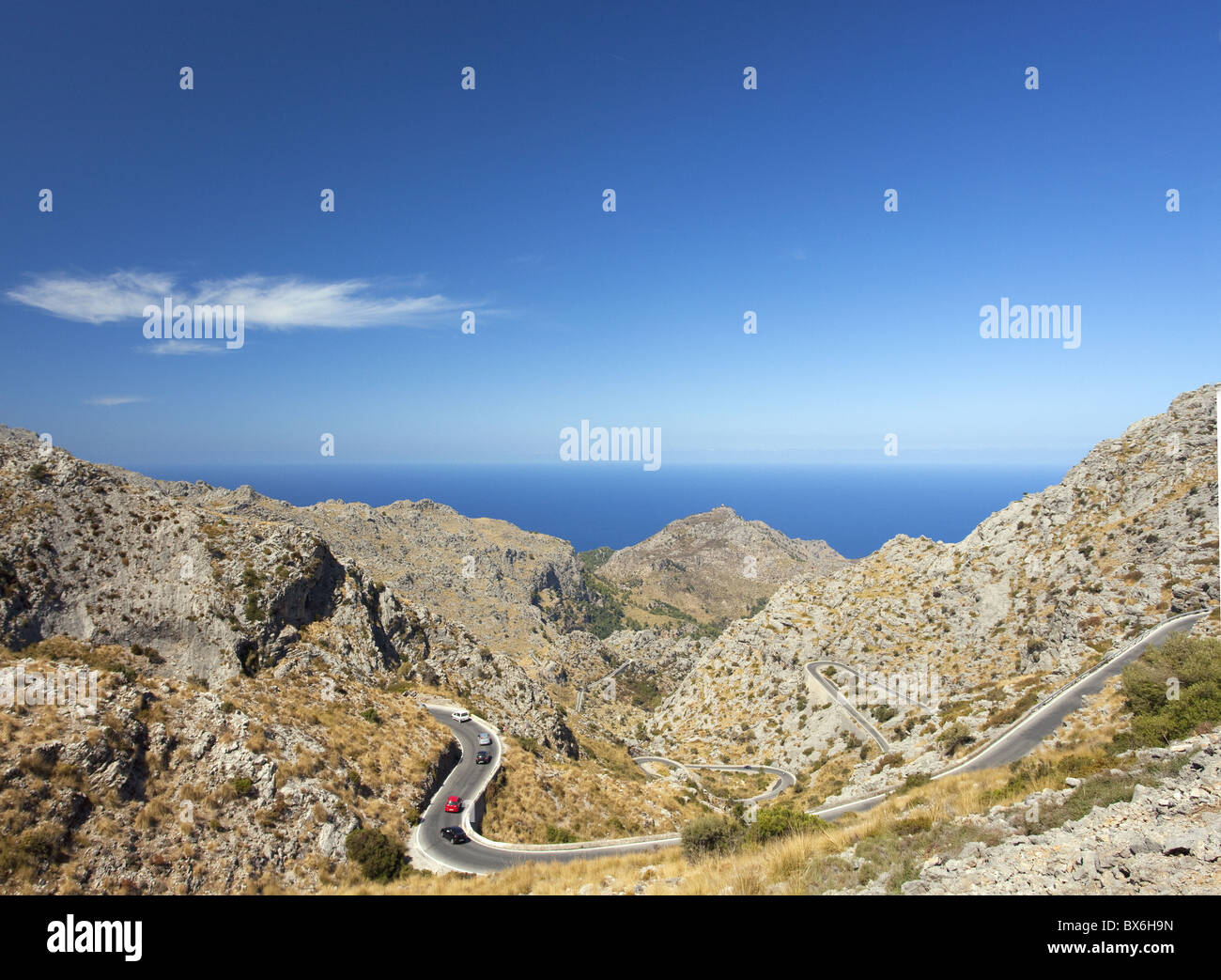 Route de montagne en épingle de torsion de Sa Calobra dans le nord de Majorque, Iles Baléares, Espagne, Méditerranée, Europe Banque D'Images