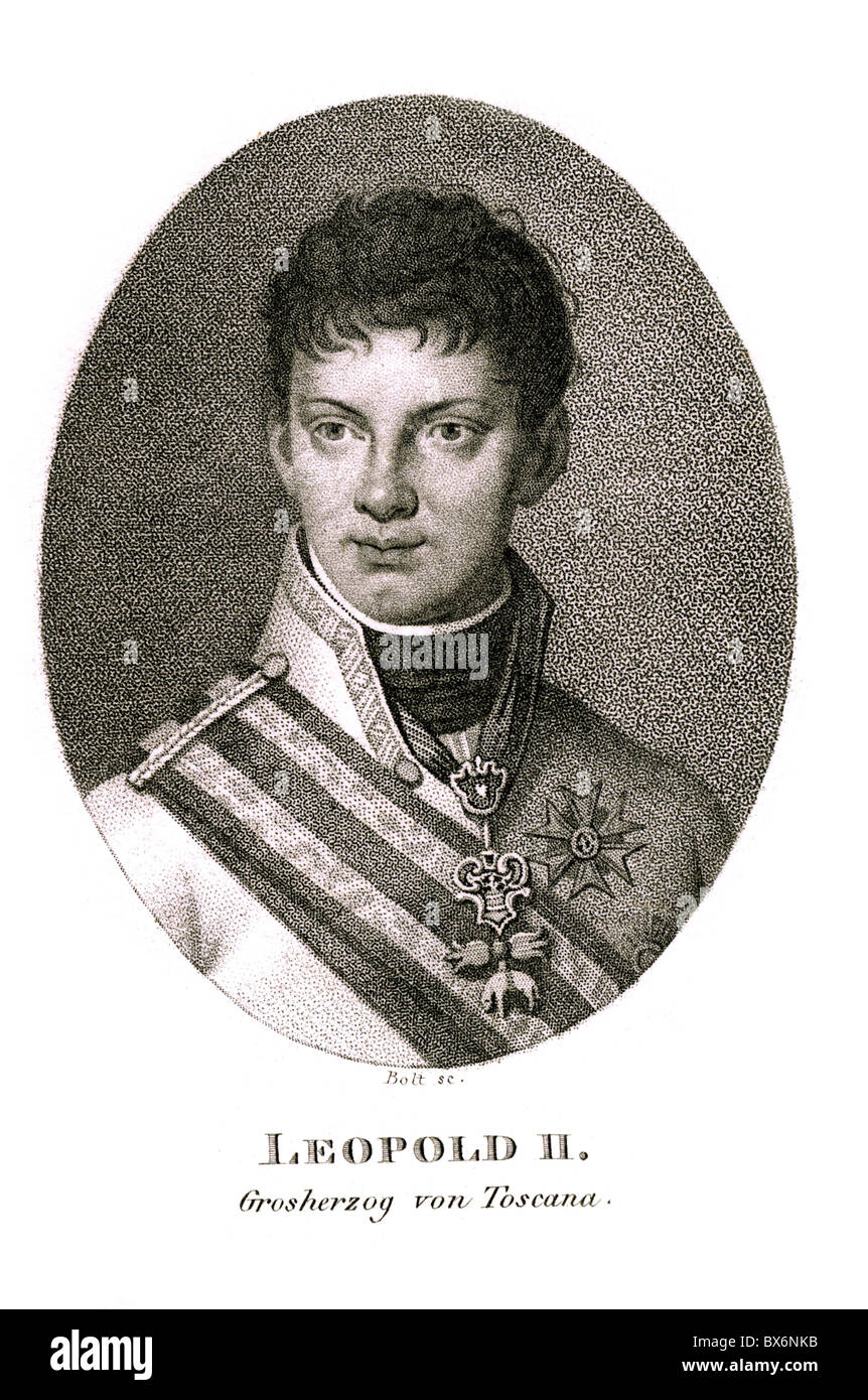Léopold II, 3.10.1797 - 29.1.1870, Grand-duc de Toscane 18.6.1824 - 21.7.1859, portrait, gravure sur acier par vis, vers 1830, l'artiste a le droit d'auteur , de ne pas être effacé Banque D'Images