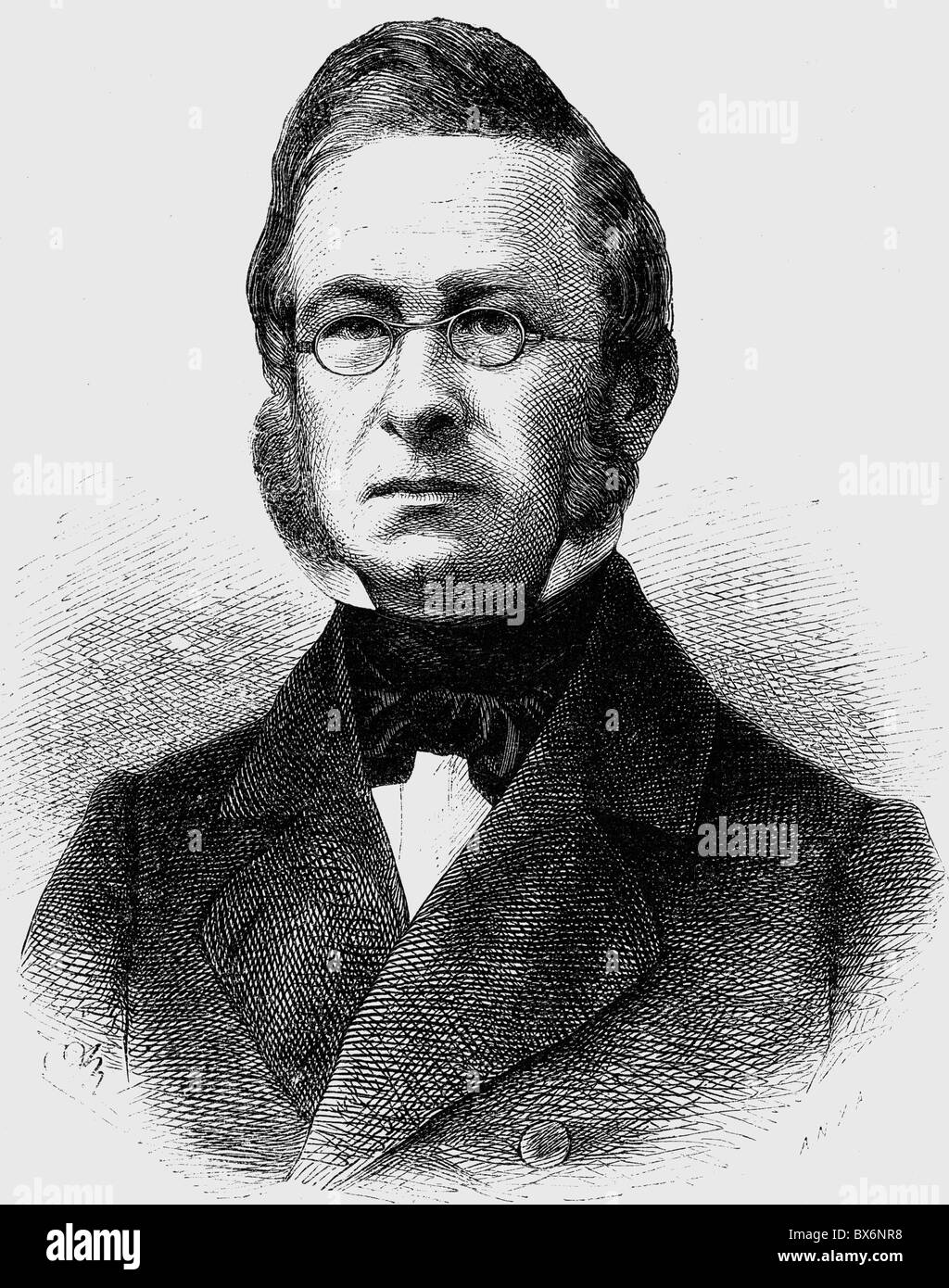 Kuenzel, Johann Heinrich, 1810 - 1873, auteur / écrivain allemand, portrait, gravure en bois par Adolf Neumann (1825 - 1884), après photo, XIXe siècle, Banque D'Images