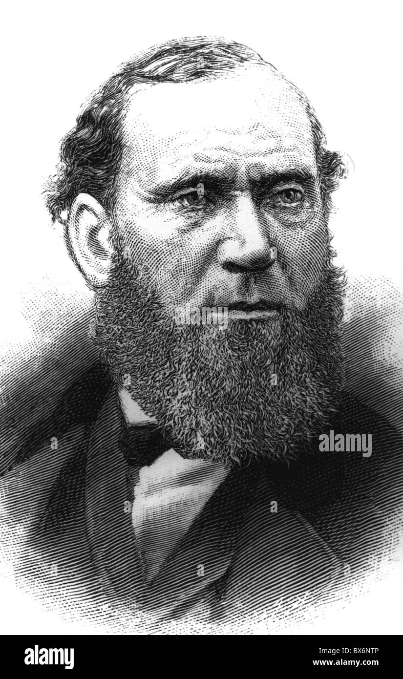 Pinkerton, Allan, 25.8.1819 - 1.7.1884, détective américain, fondateur de la Pinkerton National Detective Agency, portrait, gravure de bois, 1884, Banque D'Images